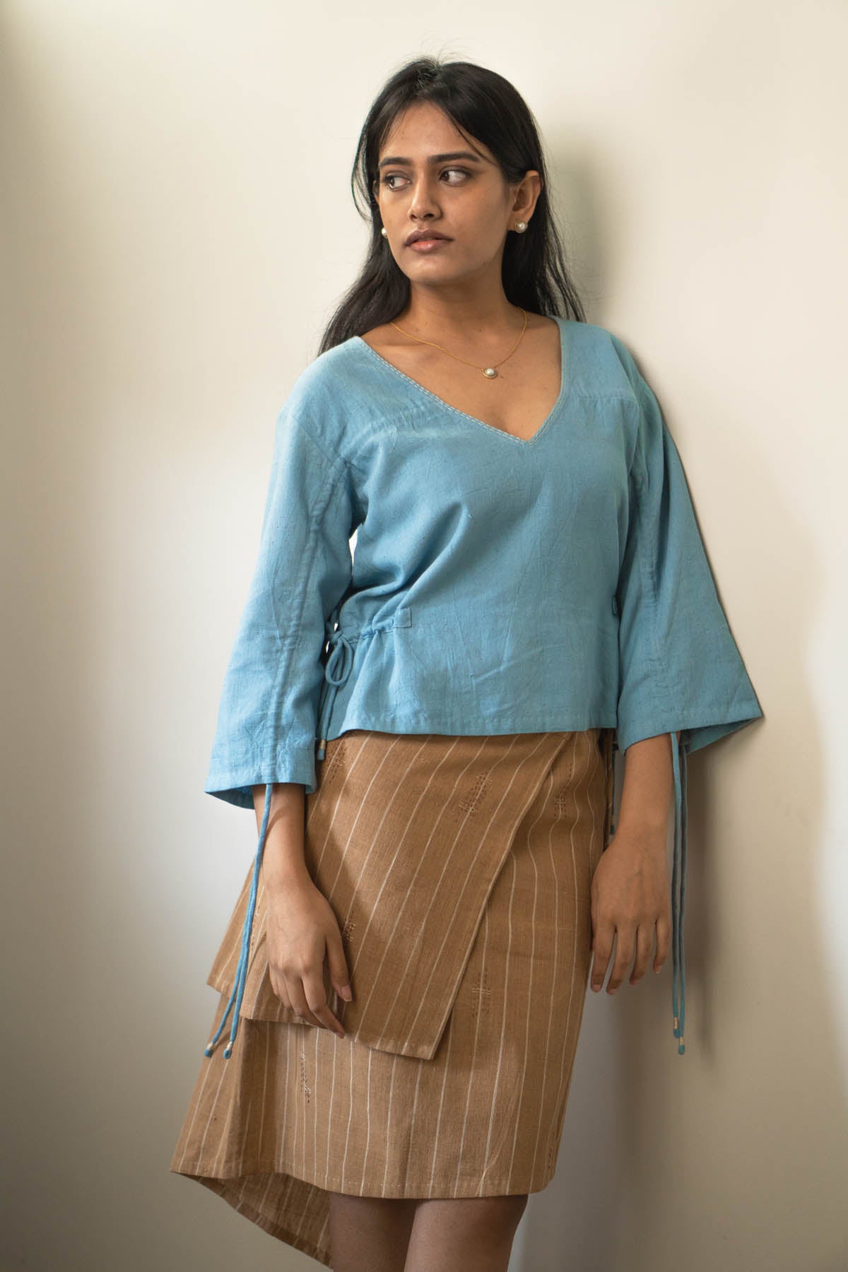 Reversible Cotton Ruched Top