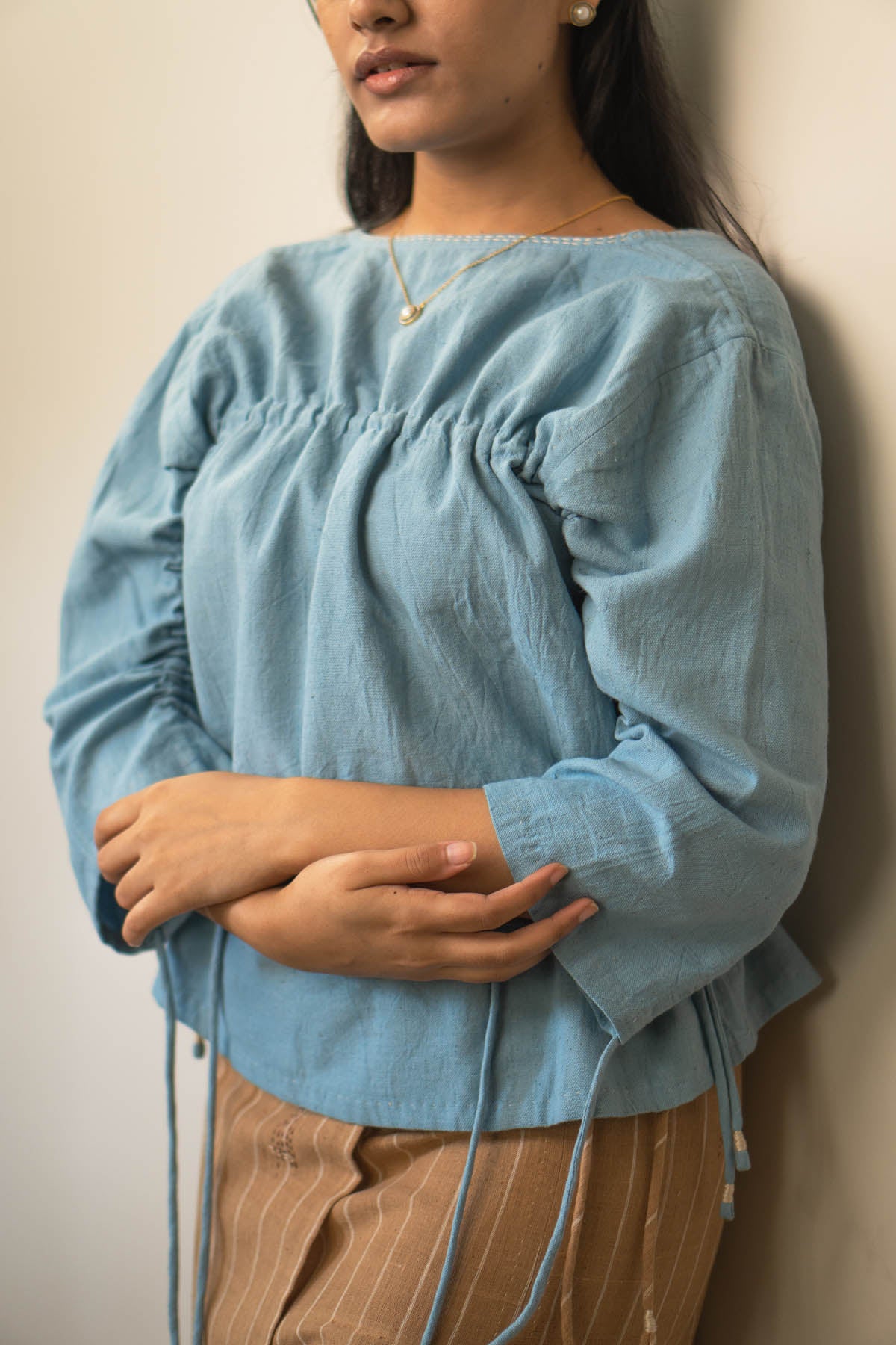 Reversible Cotton Ruched Top