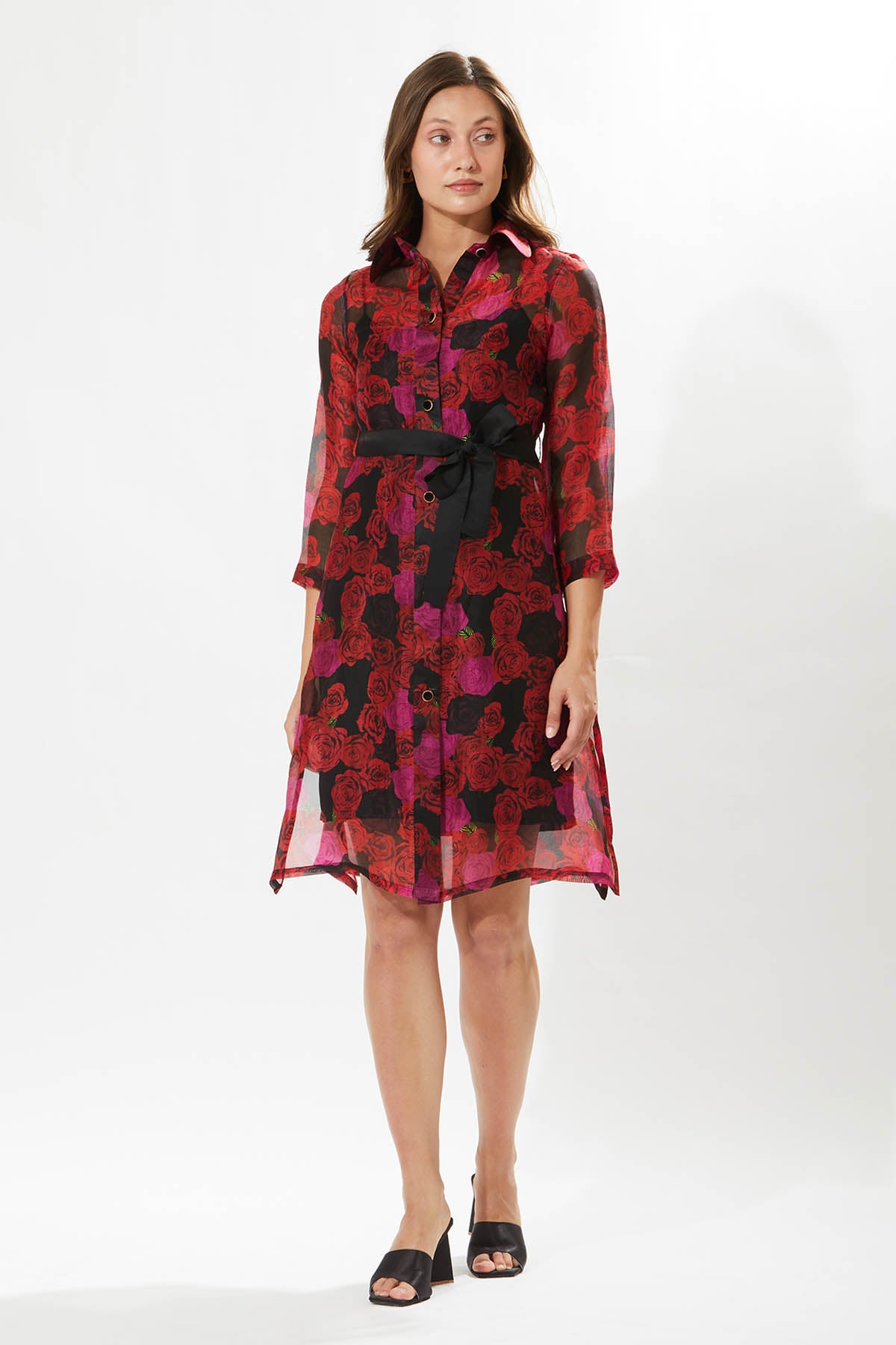 Rosa Print Silk Organza Dress