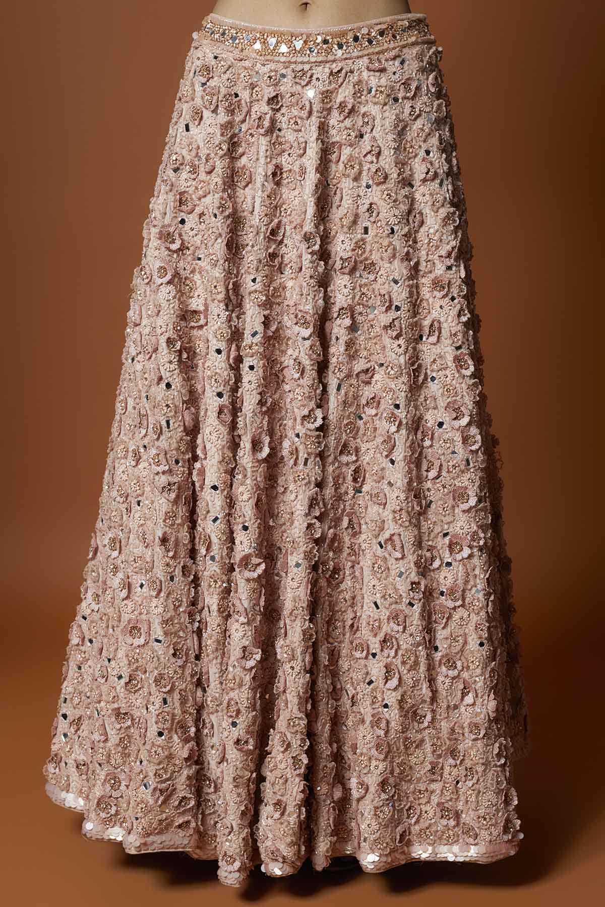 3D Rose Embroidered Lehenga Set