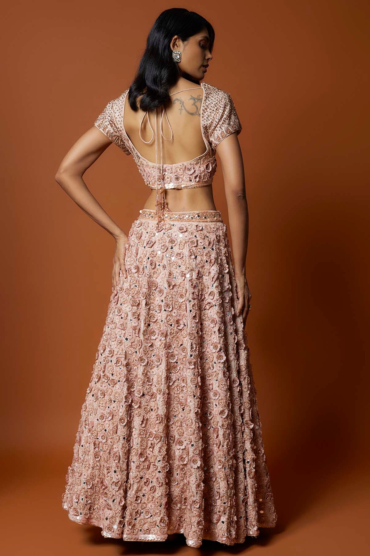 3D Rose Embroidered Lehenga Set