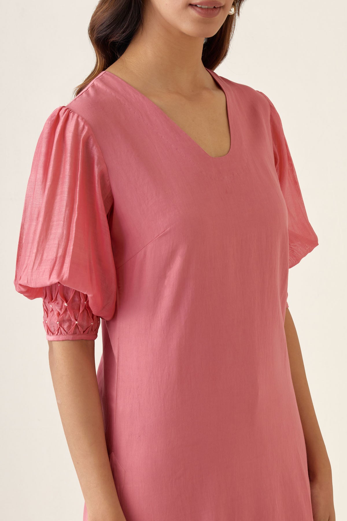 Rose Pink Chanderi Kurta Set