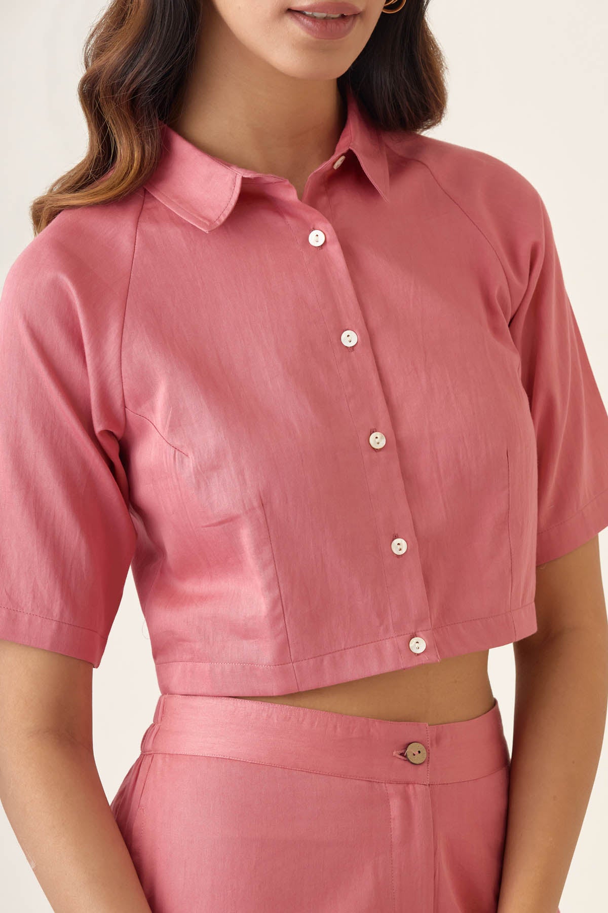 Rose Pink Cotton Glaze Co-ord Set