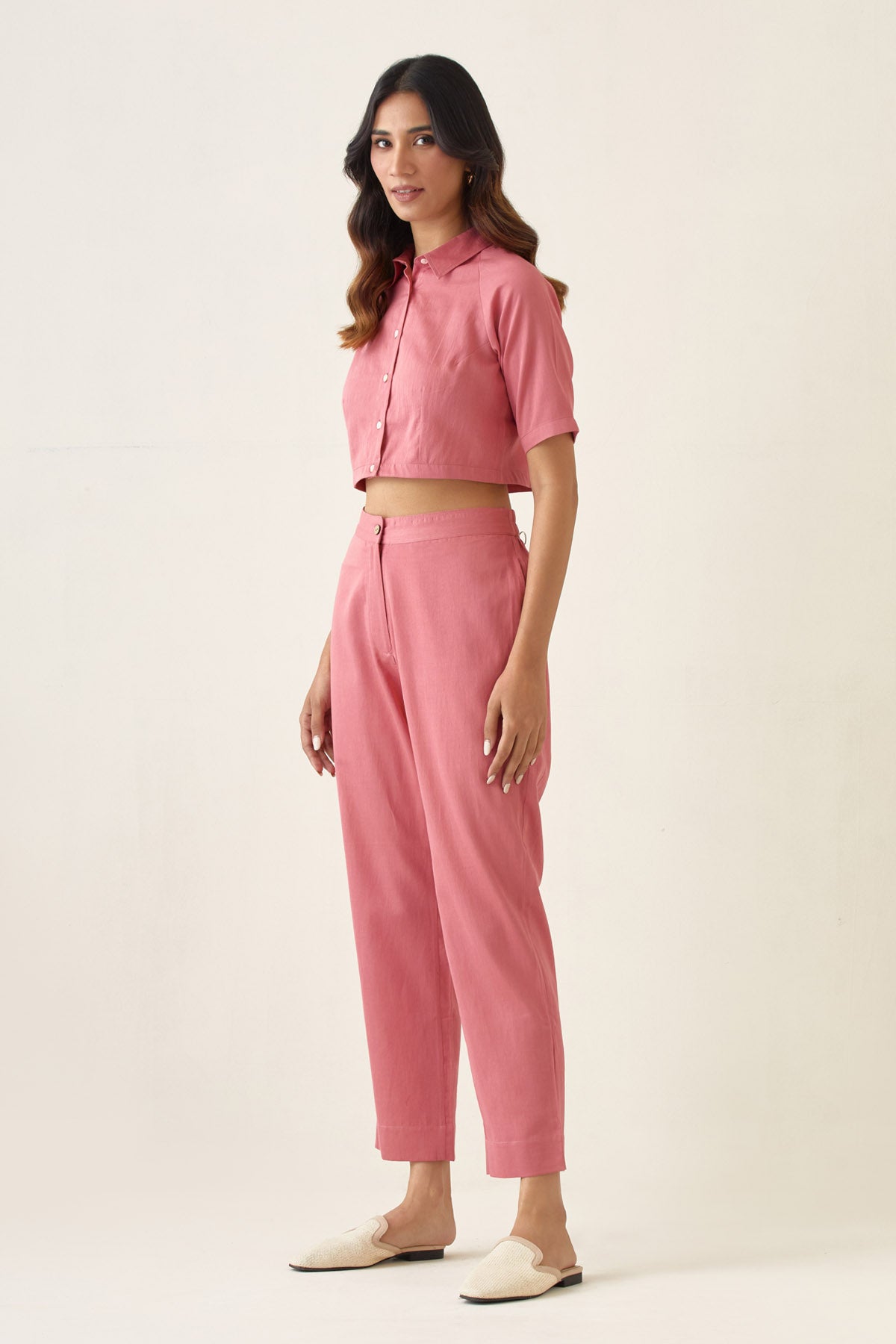 Rose Pink Cotton Glaze Co-ord Set