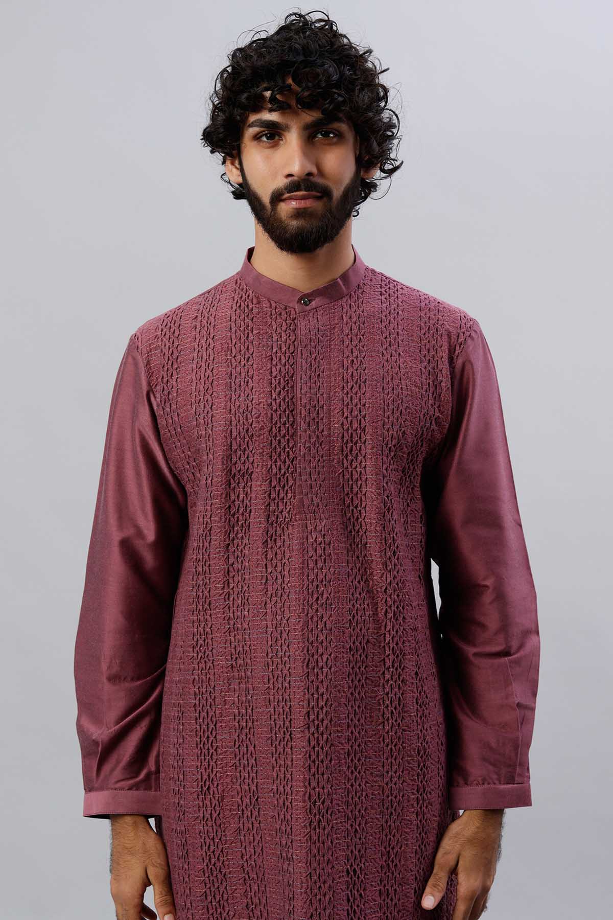 Rose Pink Cotton Silk Kurta Set