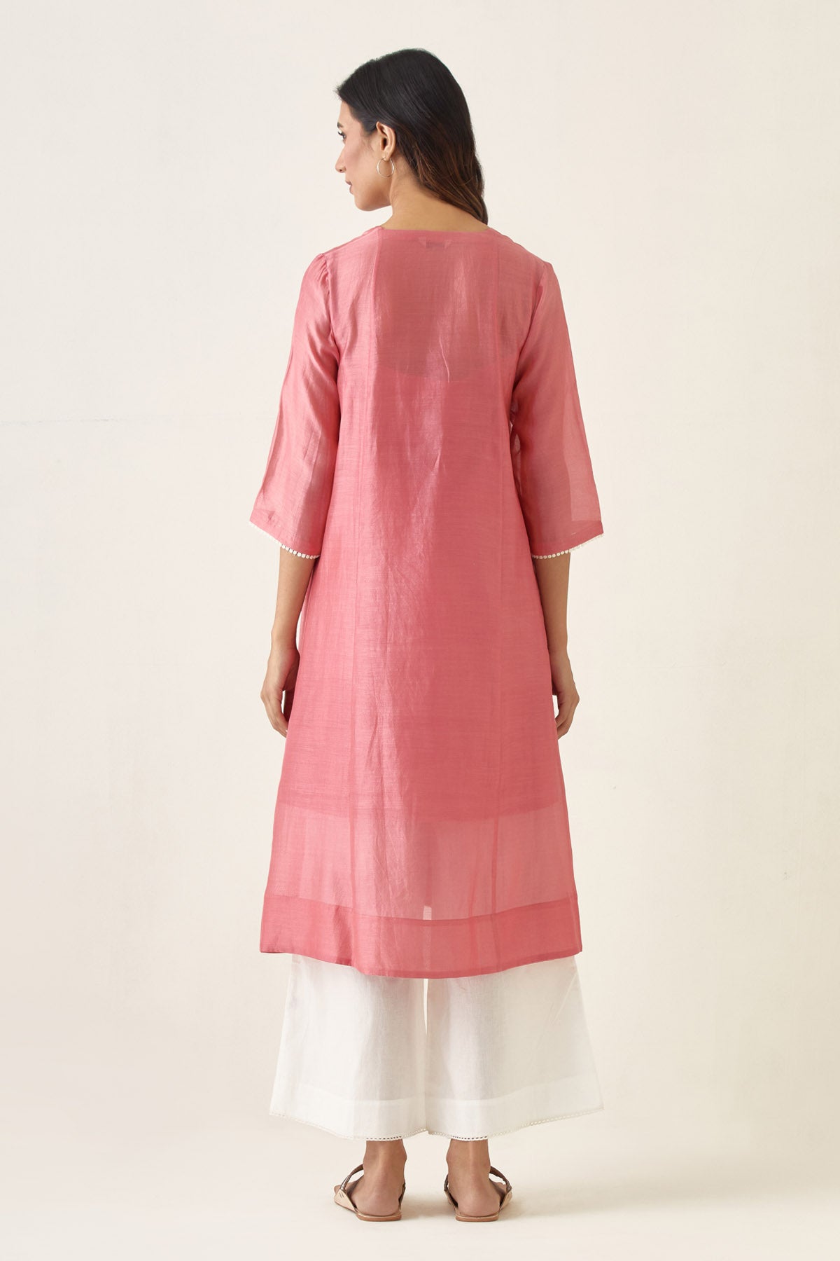 Rose Pink Chanderi Kalidar Set