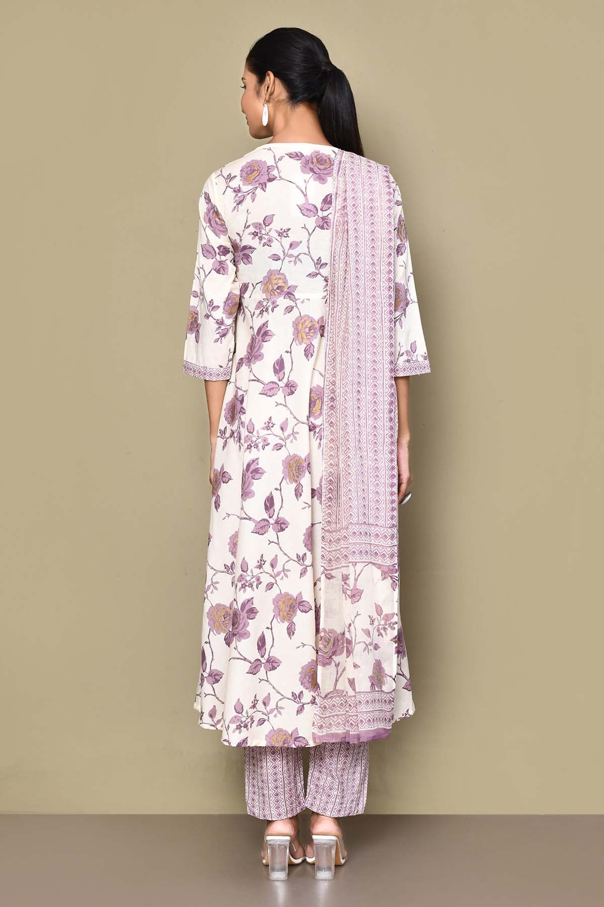 Rose Print Cotton Kurta Set