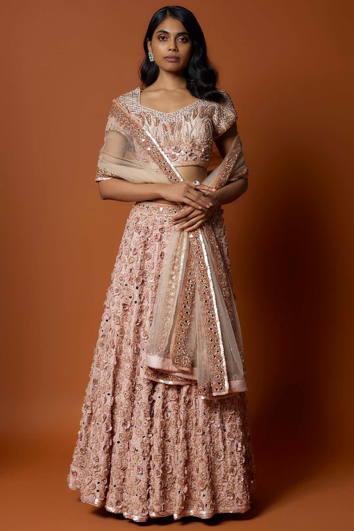 Mehak Murpana Rose Embroidered Lehenga Set for Women Online at ScrollnShops