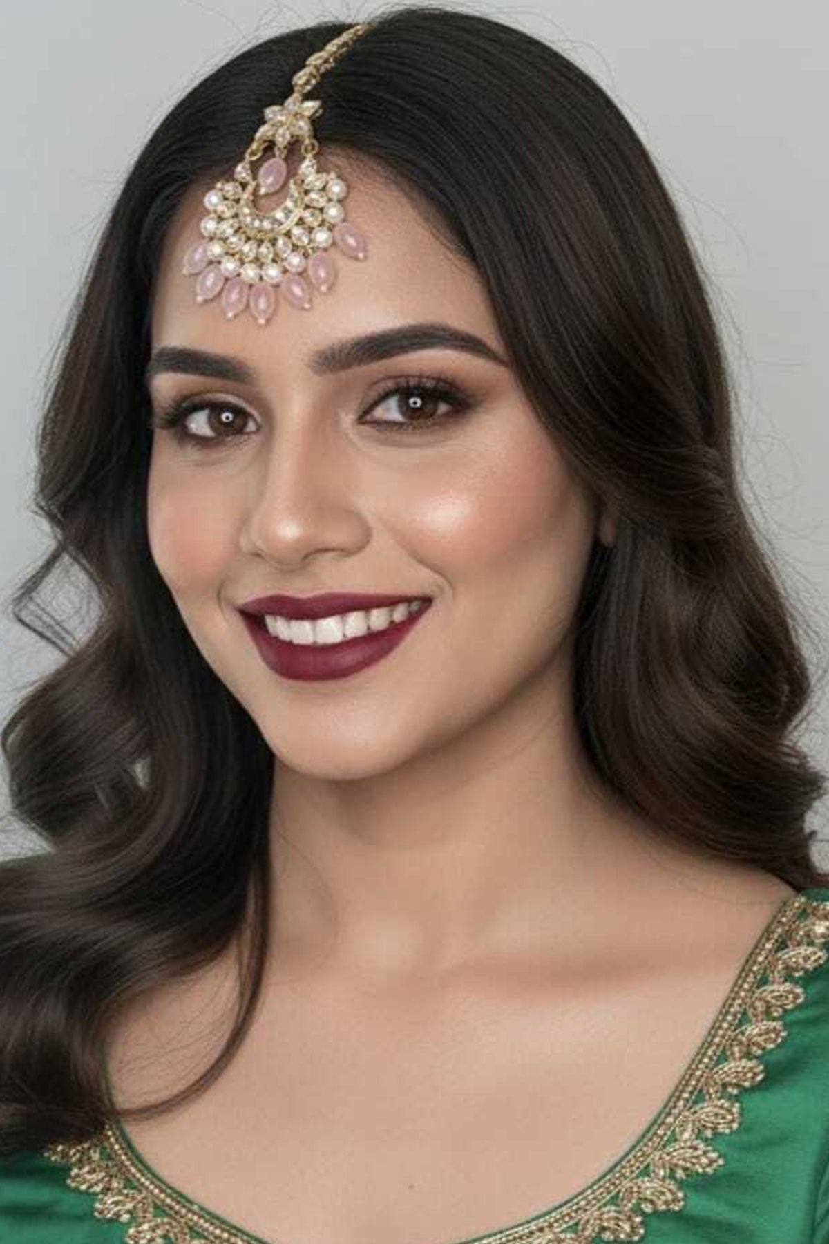 Buy Rose Gold Bead Drop Maang Tikka for women by Beauty Spot Jewellery online available at scrollnshops