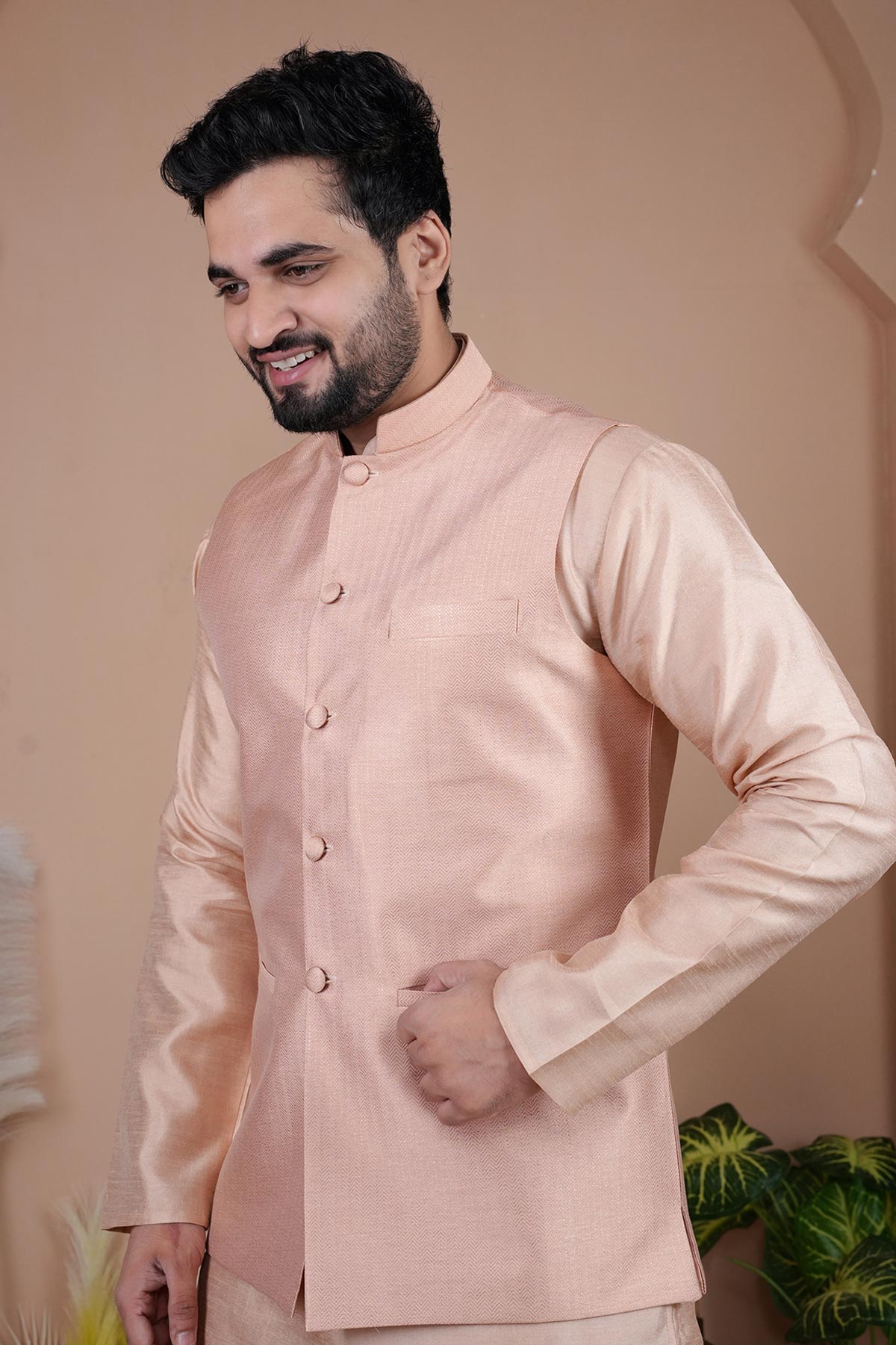 Rose Gold Cotton Bundi Jacket