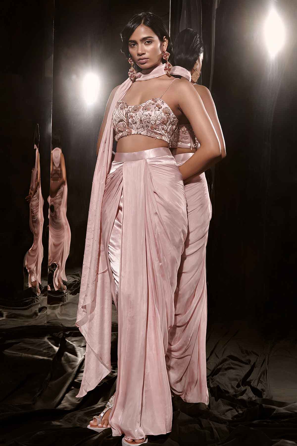 Rose Gold Embroidered Pants Set
