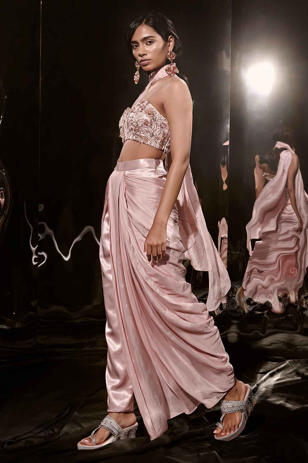 Rose Gold Embroidered Pants Set