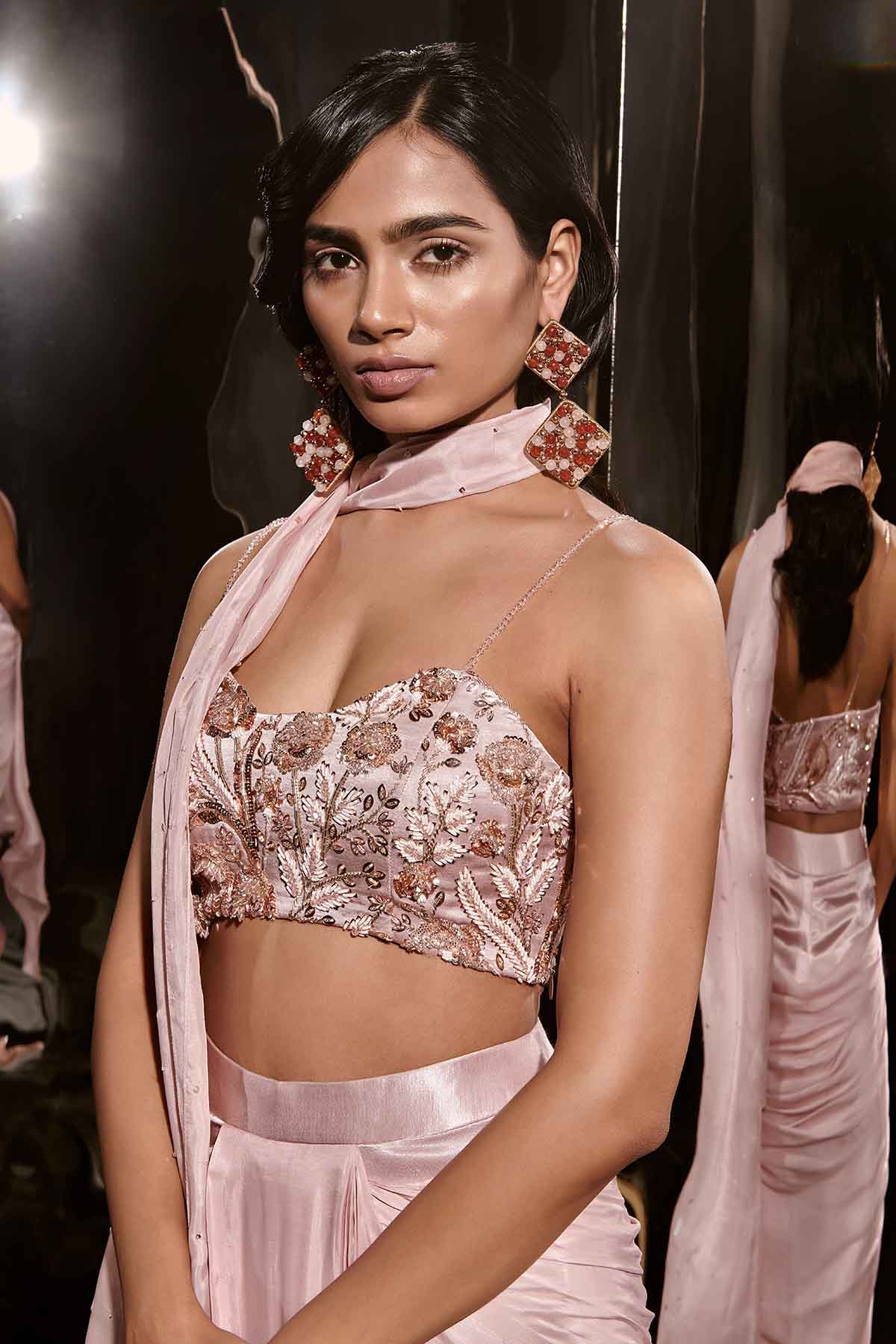 Rose Gold Embroidered Pants Set