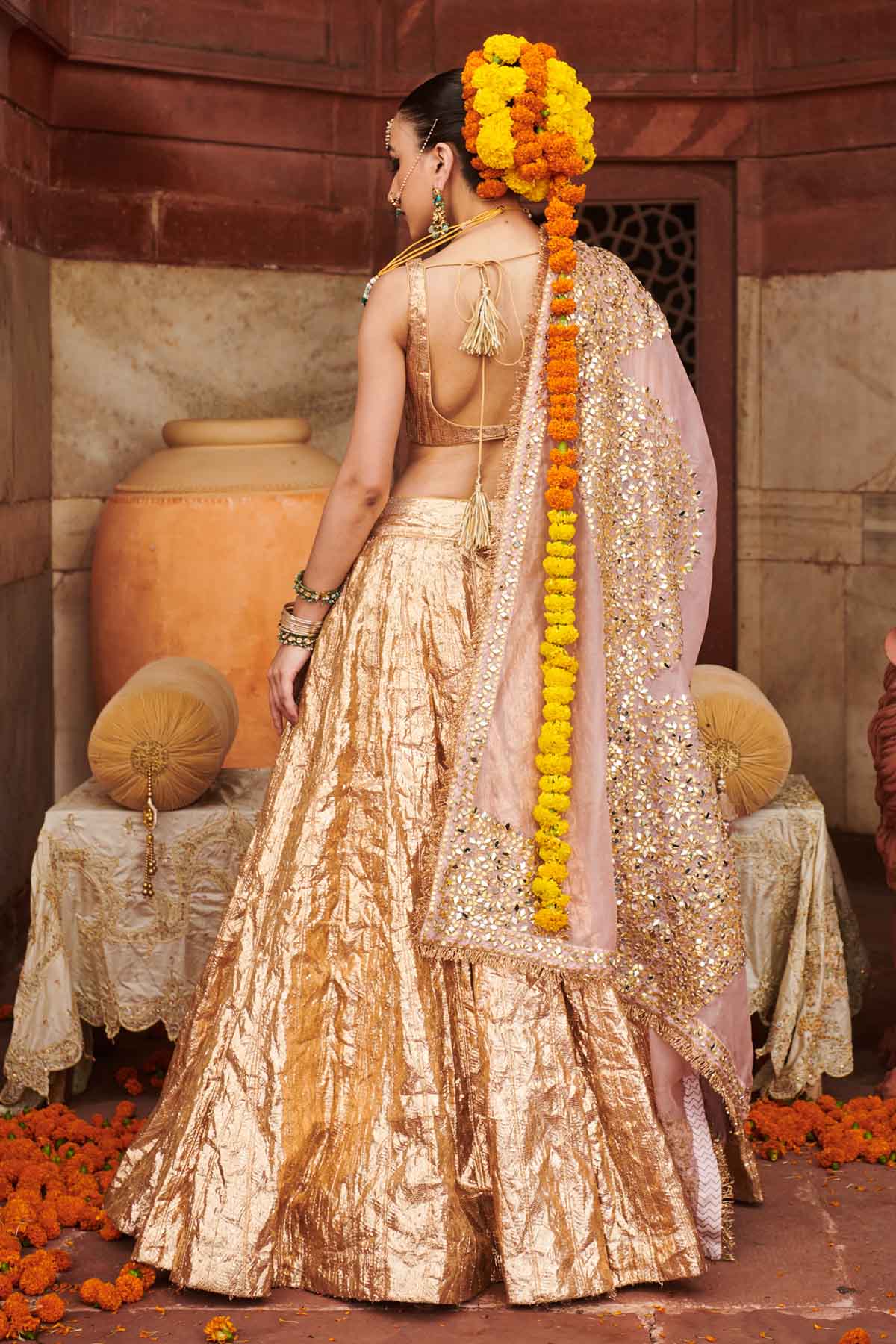 Rose Gold Gota Lampi Lehenga Set