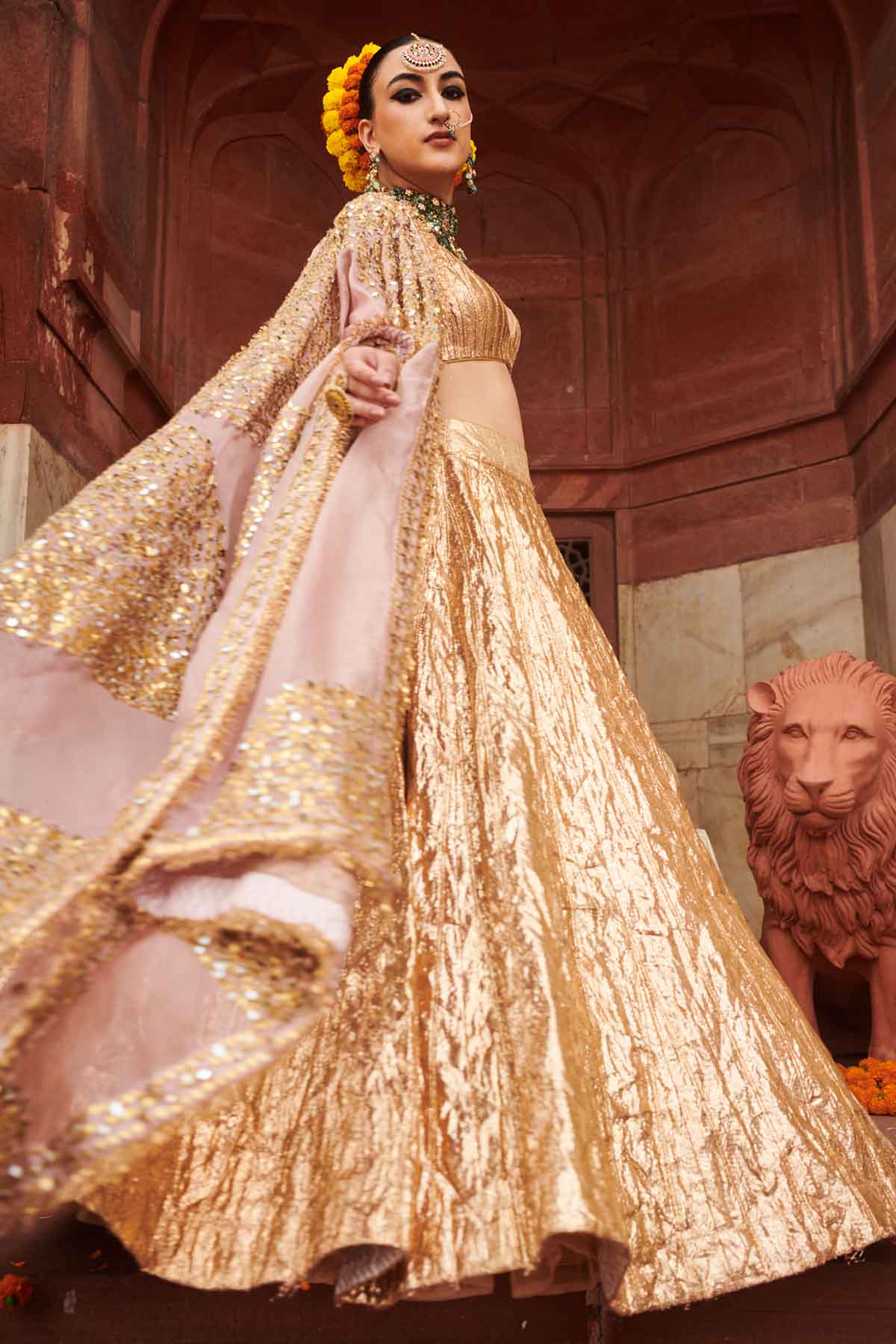 Rose Gold Gota Lampi Lehenga Set