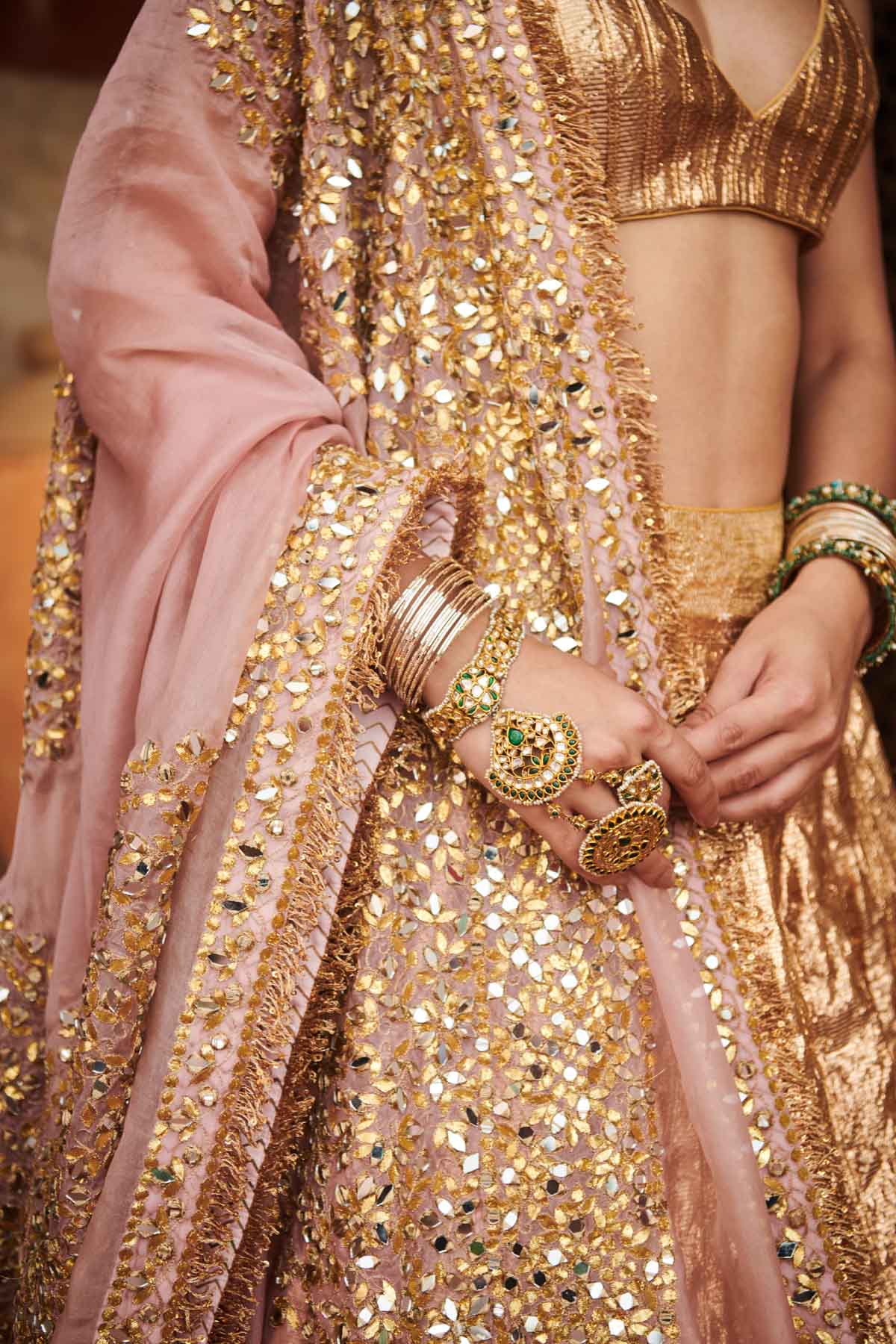Rose Gold Gota Lampi Lehenga Set