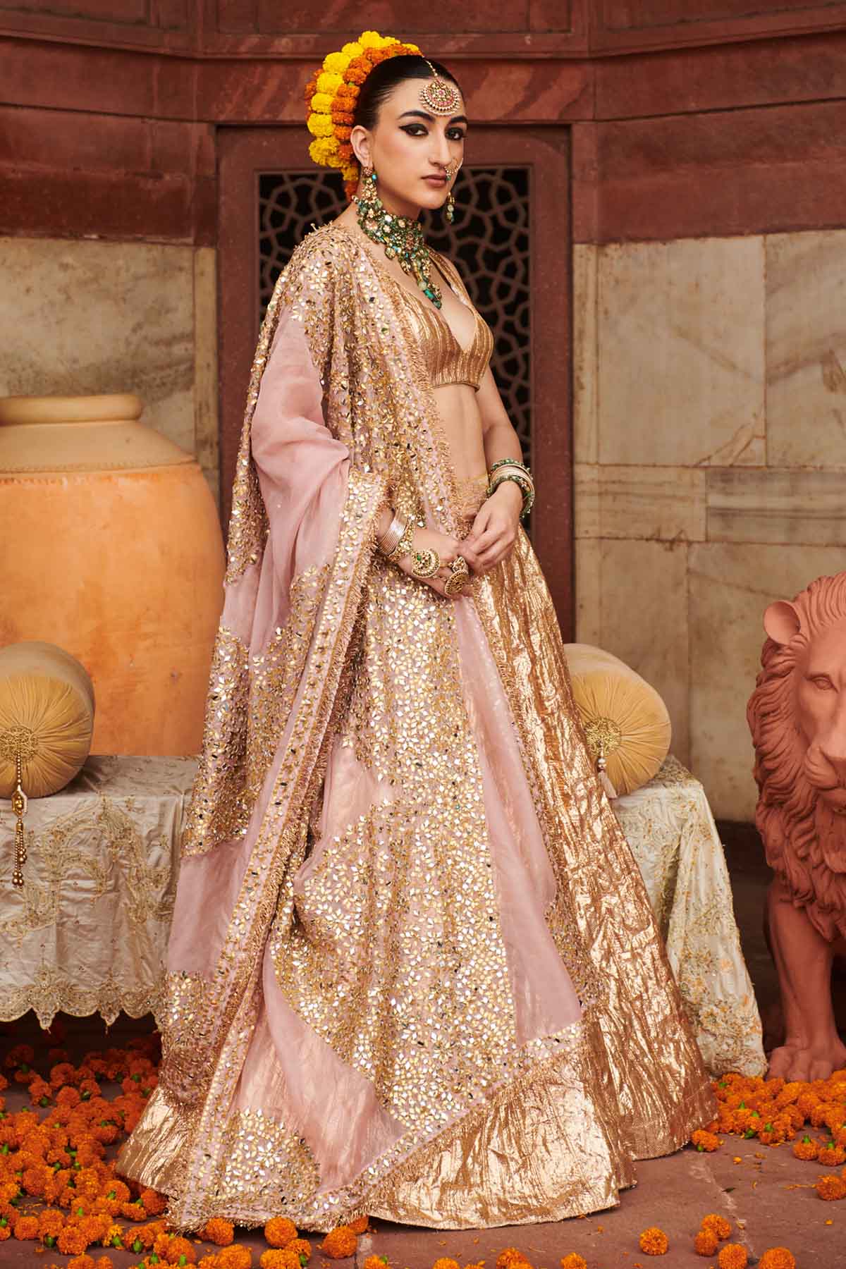 Rose Gold Gota Lampi Lehenga Set