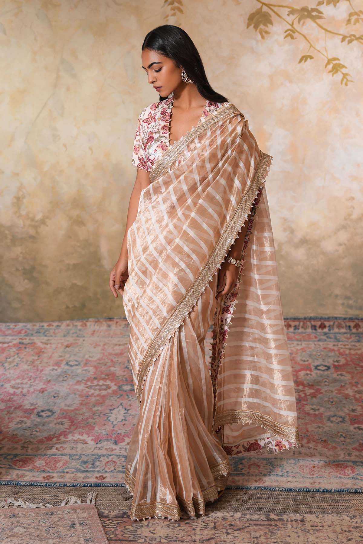 Rose Gold Gota Saree & Blouse
