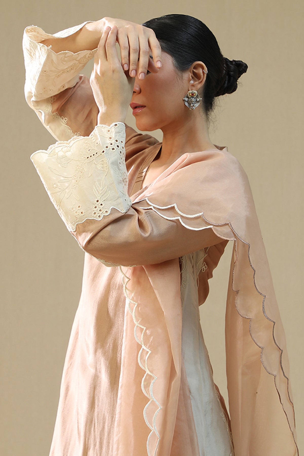 Rose Gold Handpainted Kurta Set