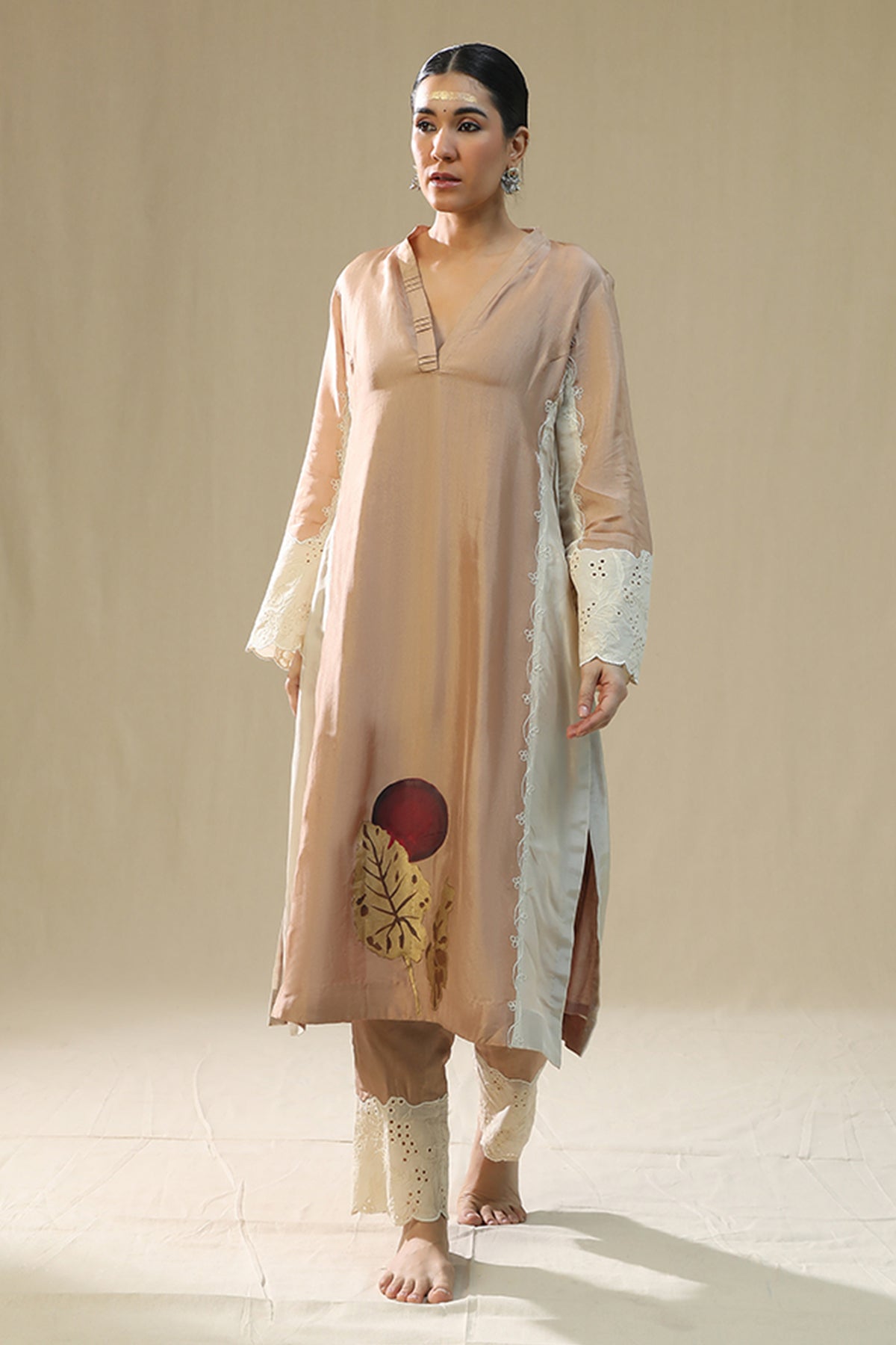 Rose Gold Handpainted Kurta Set