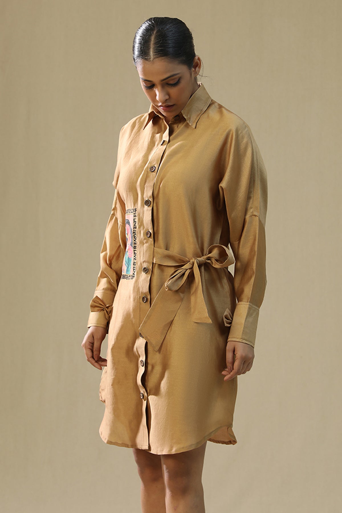 Rose Gold Handpainted Shirt Dress