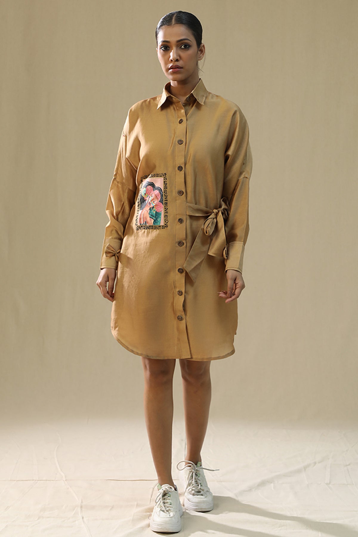 Rose Gold Handpainted Shirt Dress