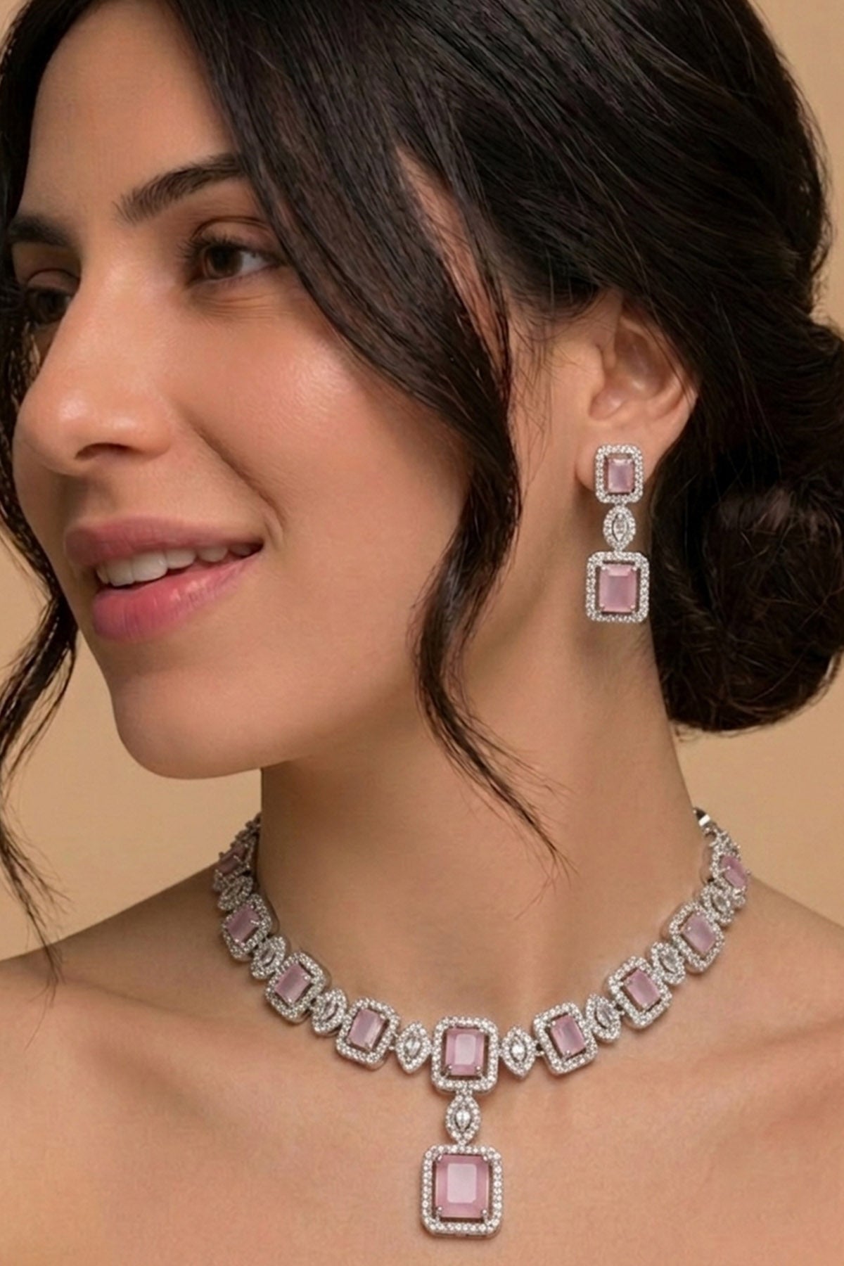 Buy Rose Gold Pink Jewellery Set for women by Inko & Co online available at scrollnshops