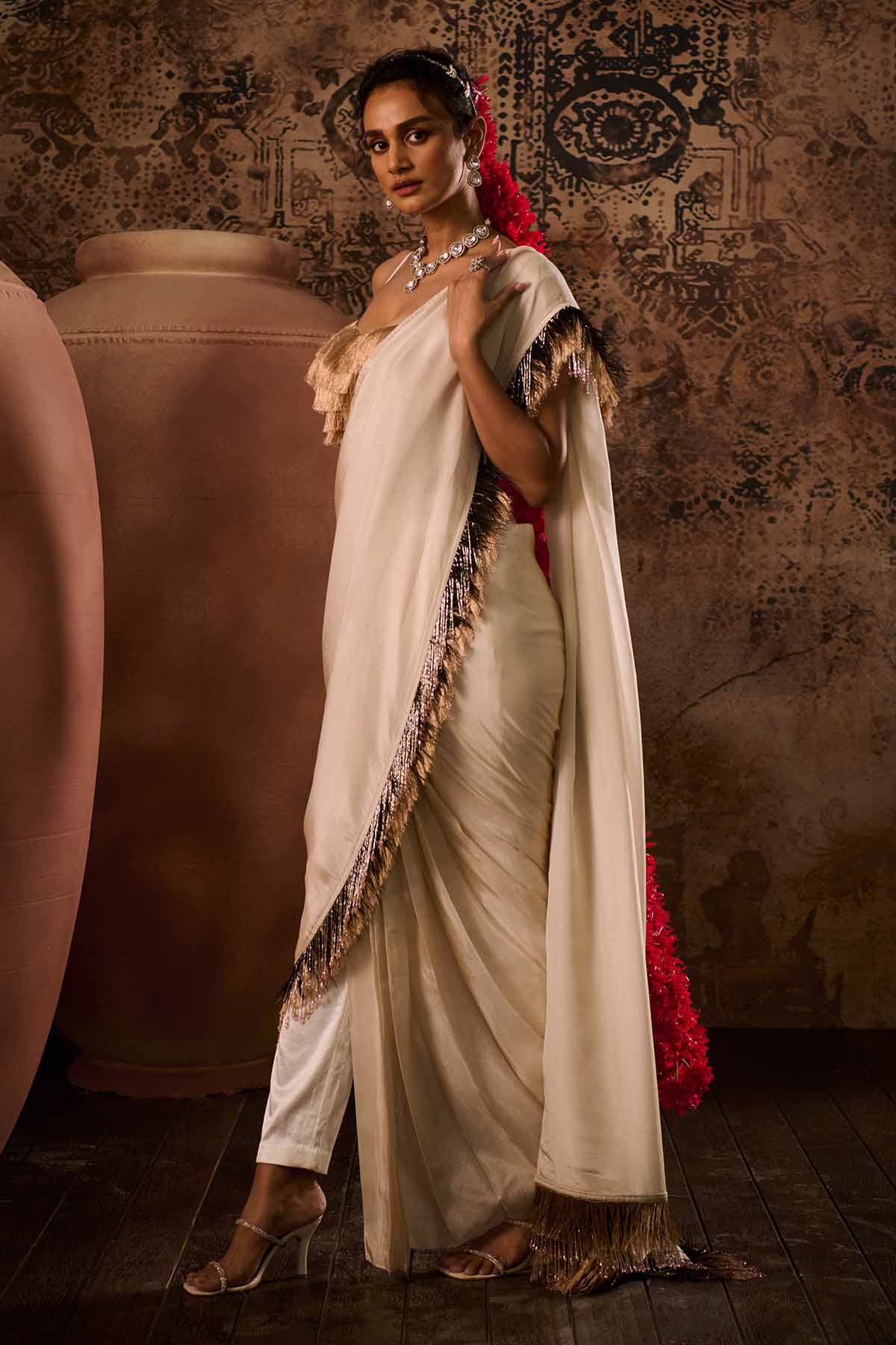 Rose Gold Tissue Saree & Blouse