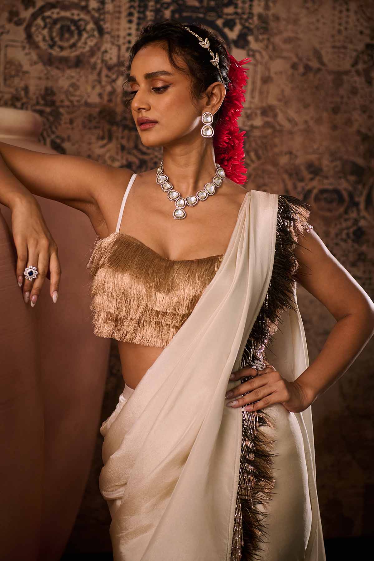 Rose Gold Tissue Saree & Blouse