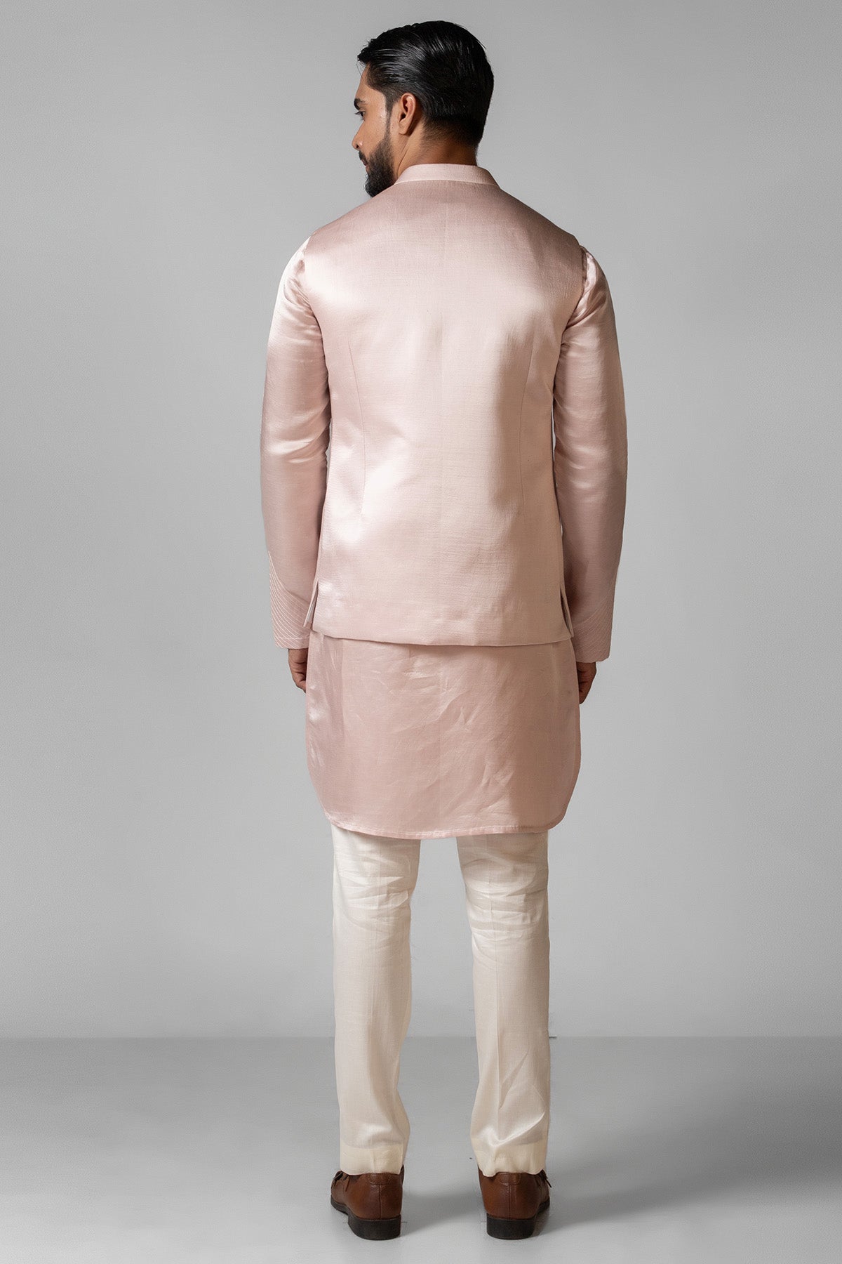 Rose Pink Eagle Motif Kurta Set