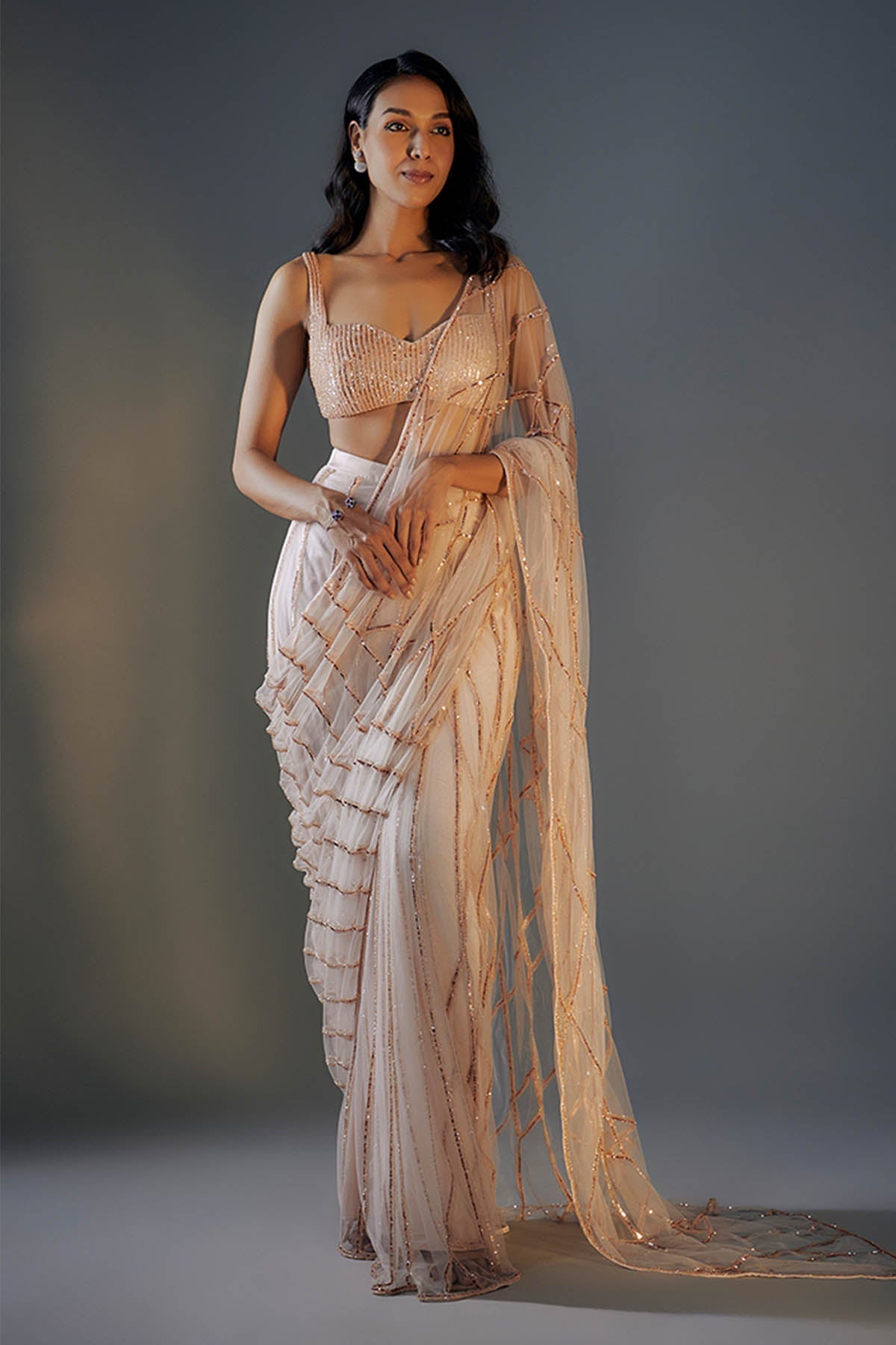 Buy Rose Pink Embroidered Saree by Masumi Mewawalla for women online at ScrollnShops