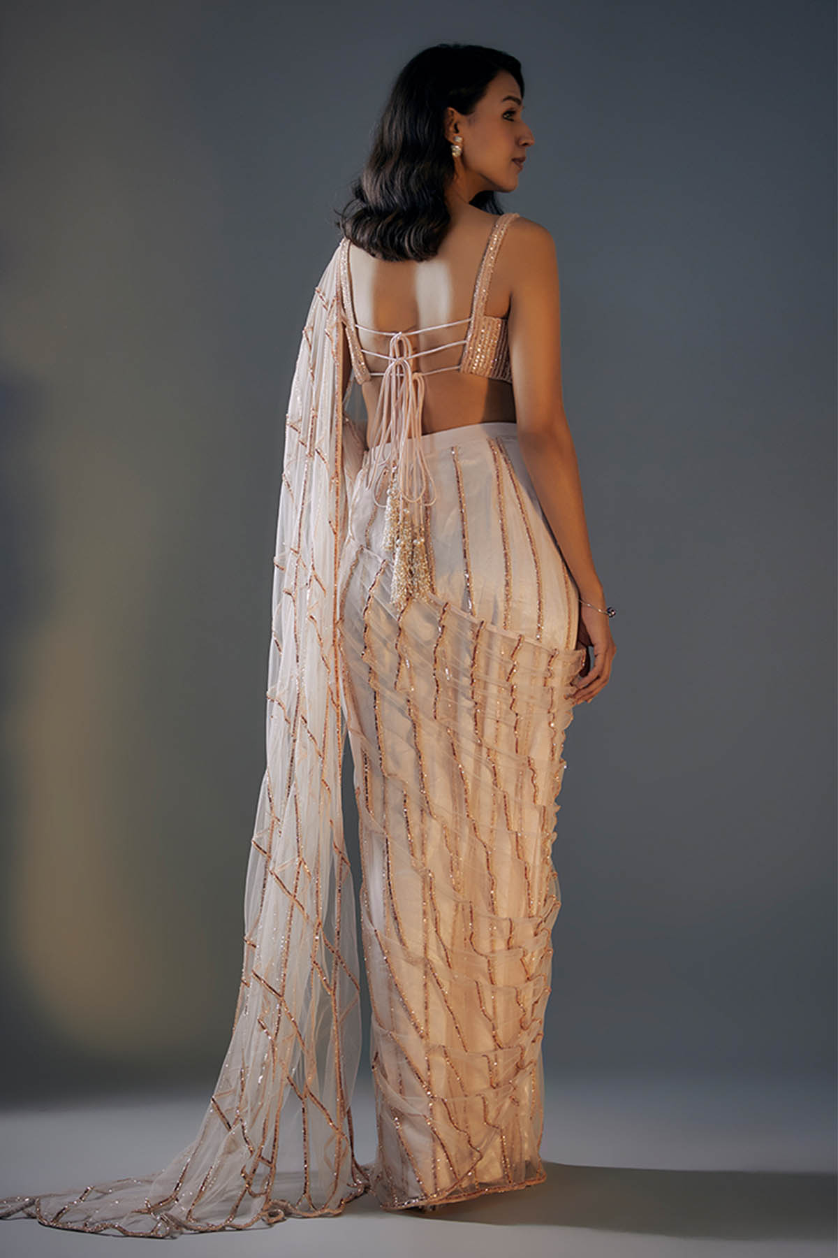 Rose Pink Embroidered Saree