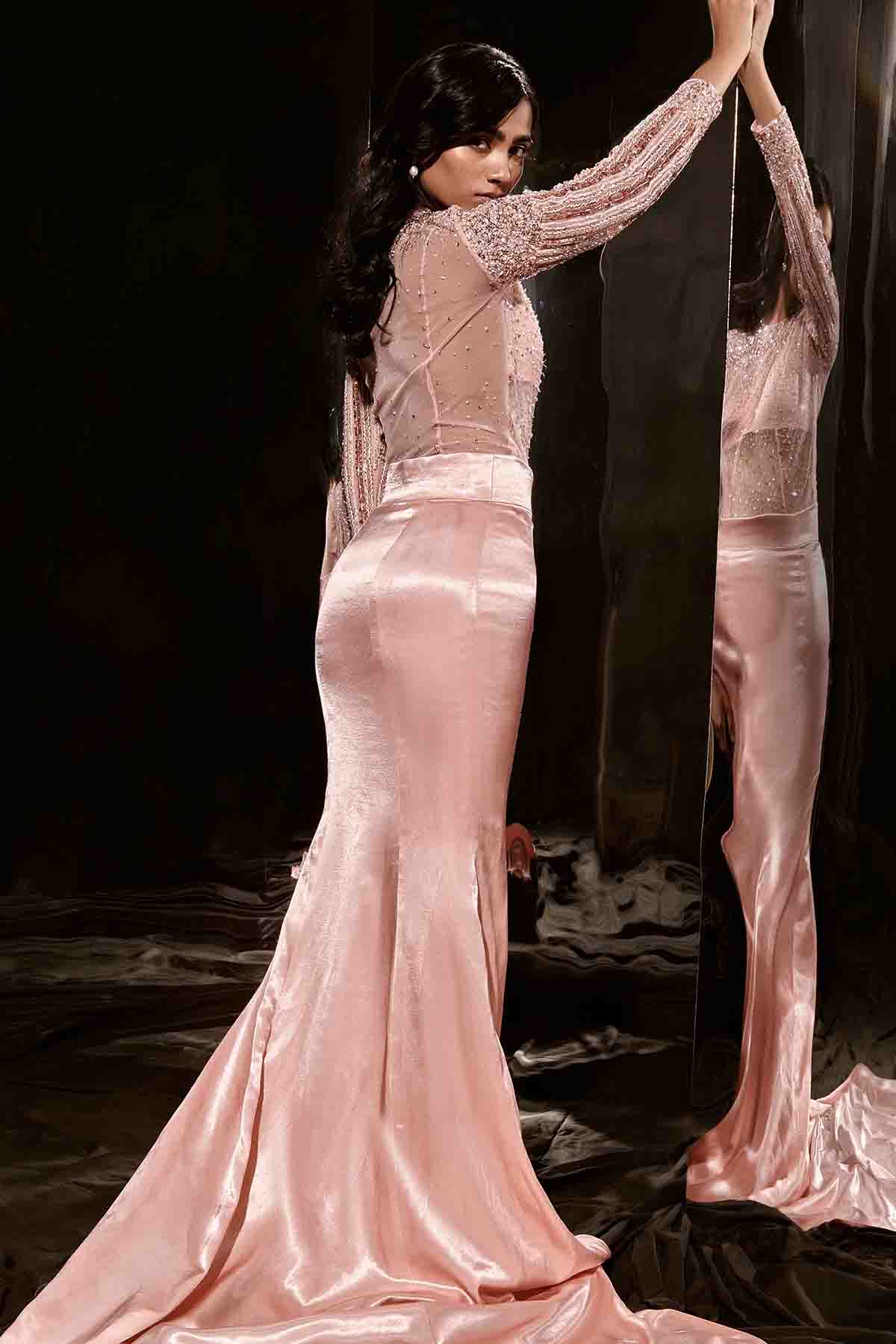 Rose Pink Embroidered Skirt Set