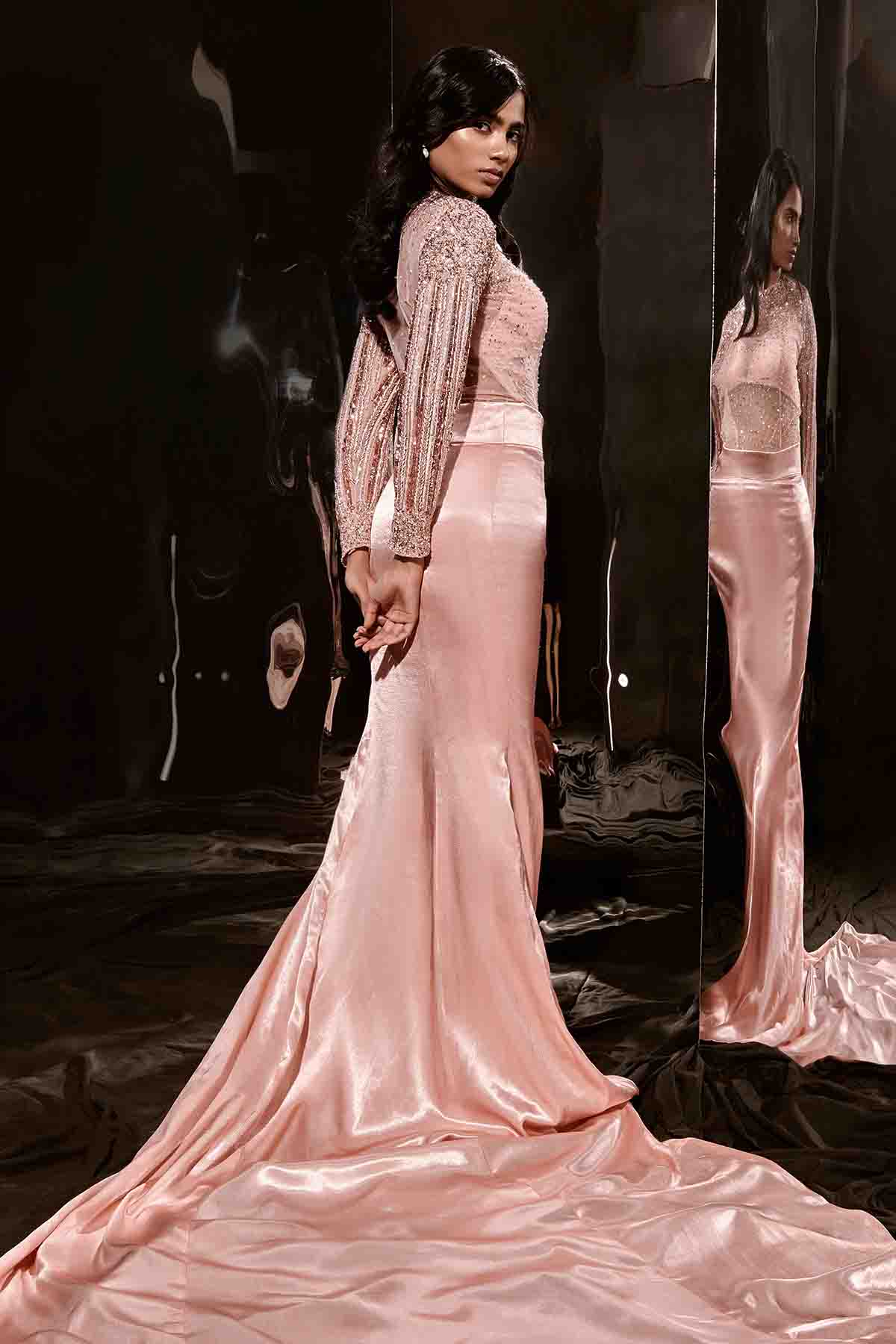 Rose Pink Embroidered Skirt Set