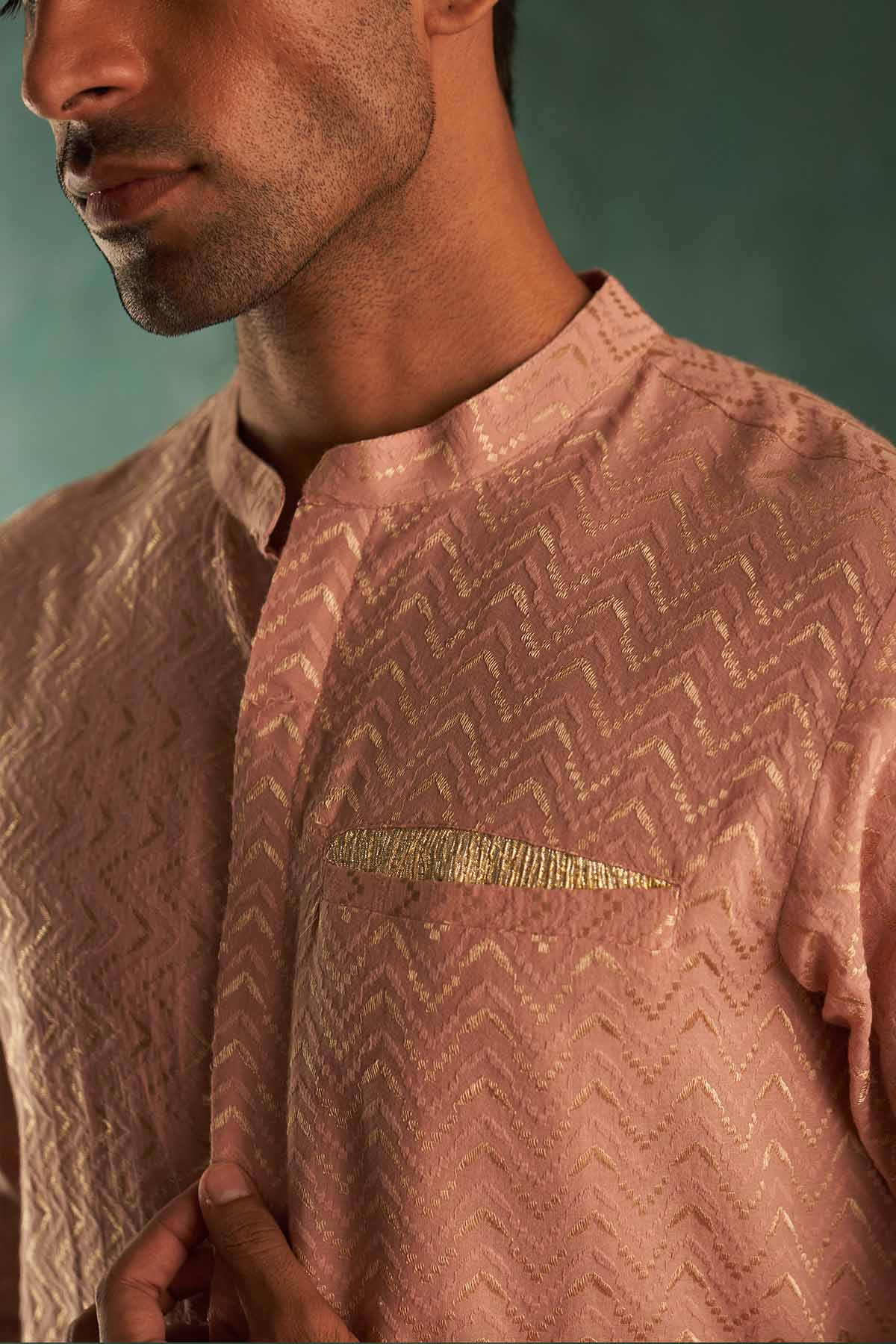 Rose Pink Gota Detail Kurta Set