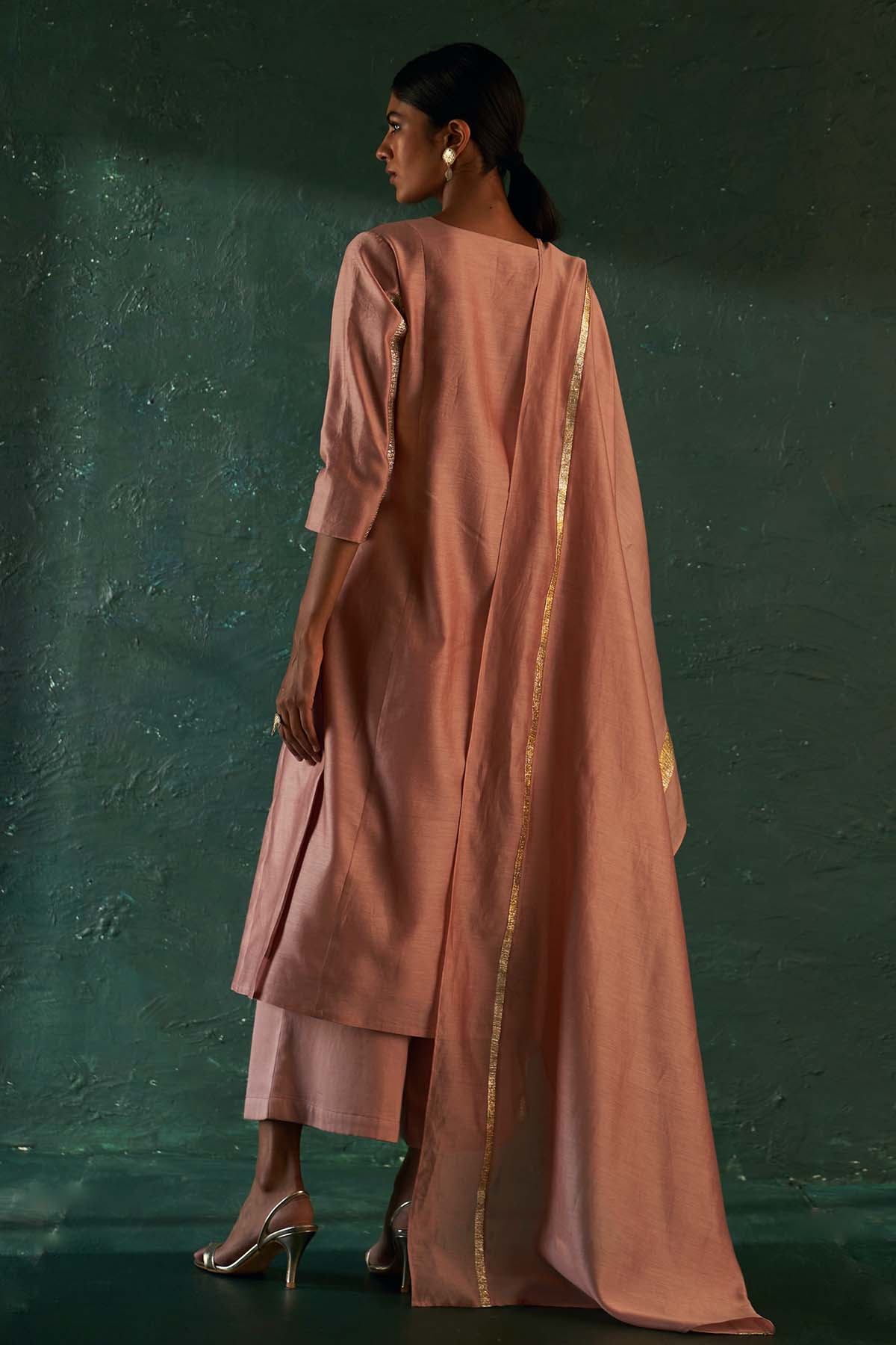 Rose Pink Gota Work Kurta Set