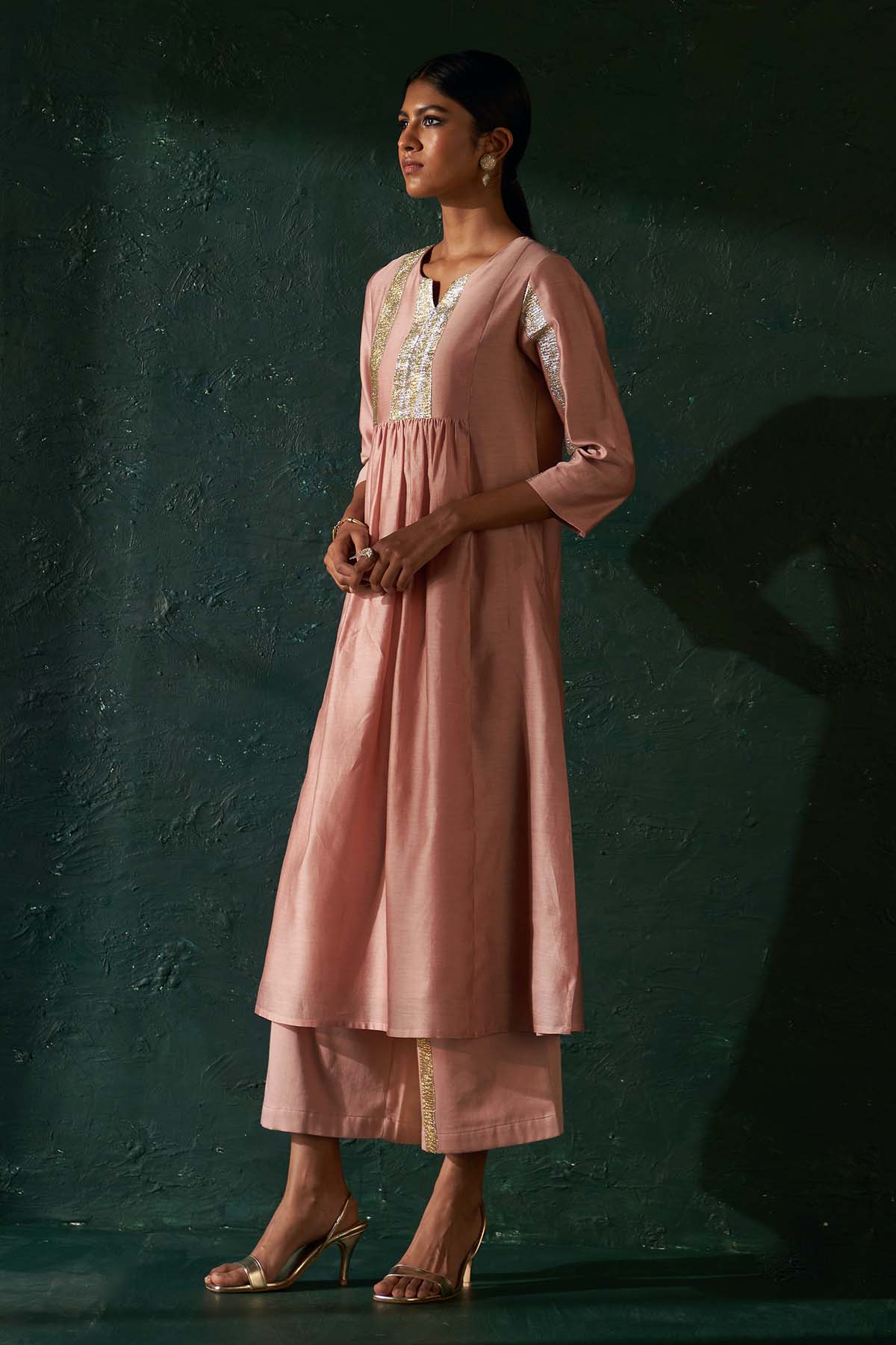 Rose Pink Gota Work Kurta Set