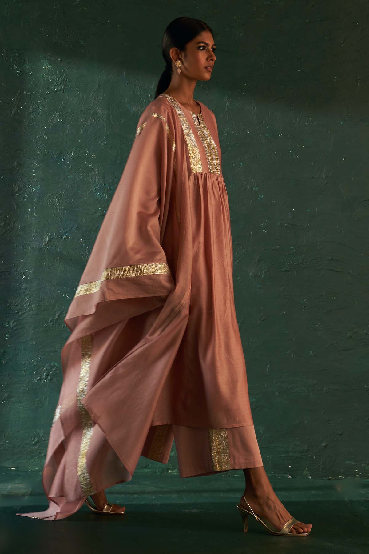 Rose Pink Gota Work Kurta Set