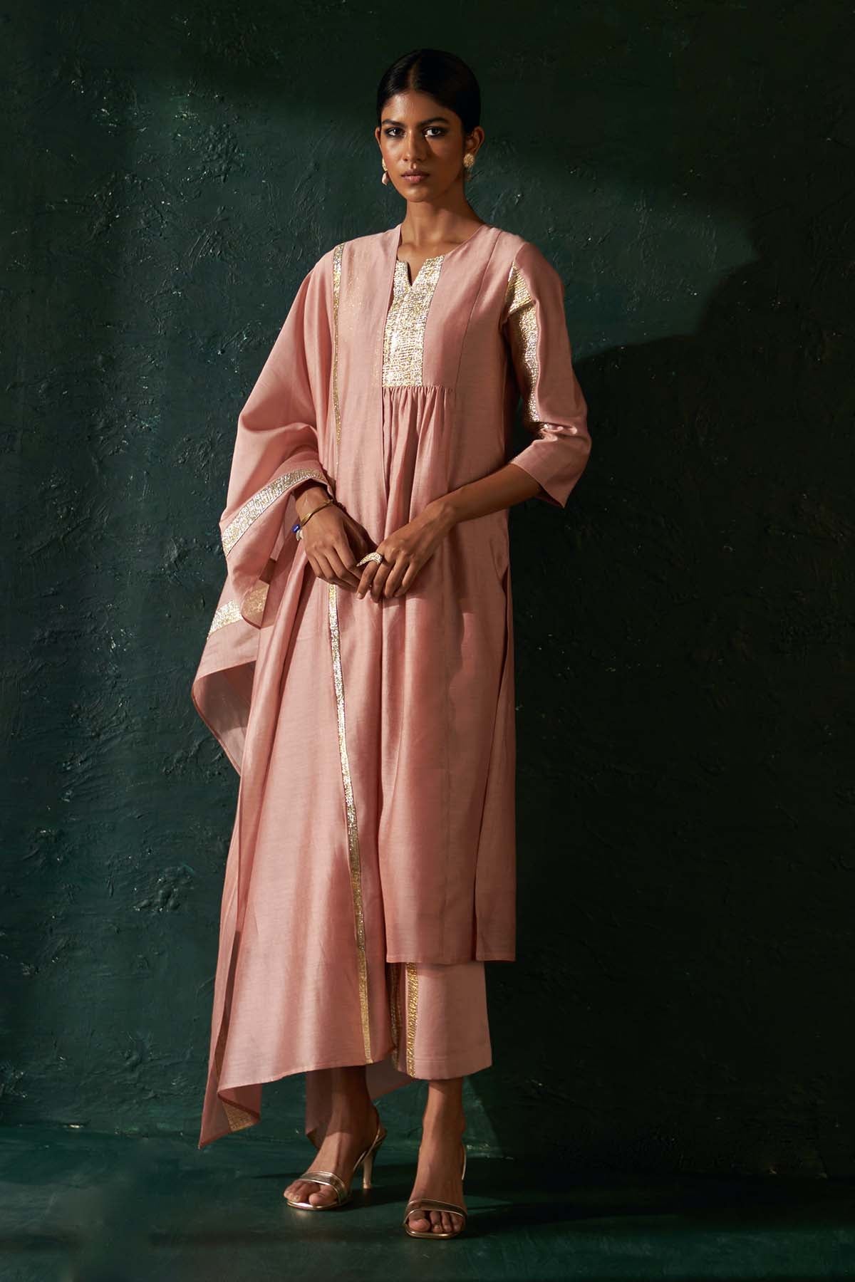 Rose Pink Gota Work Kurta Set