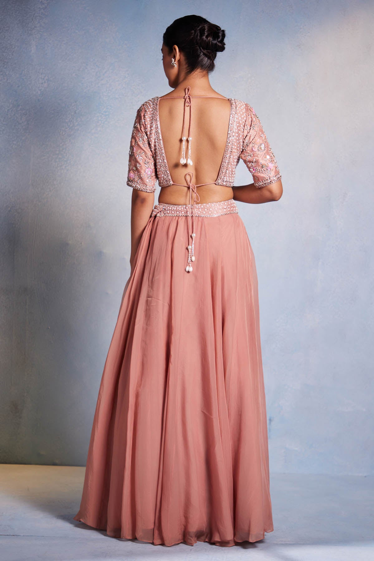 Rose Pink Organza Lehenga Set