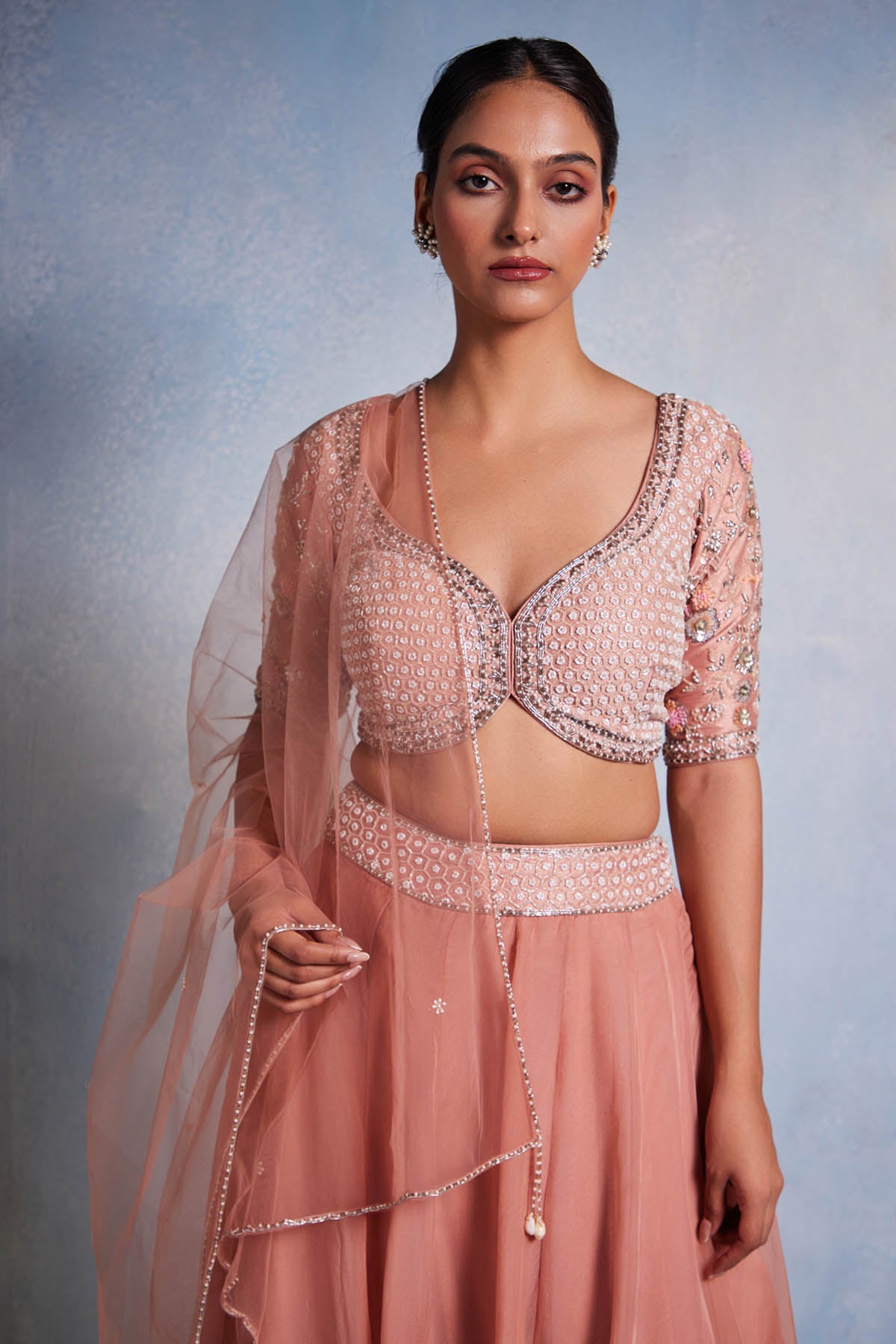 Rose Pink Organza Lehenga Set