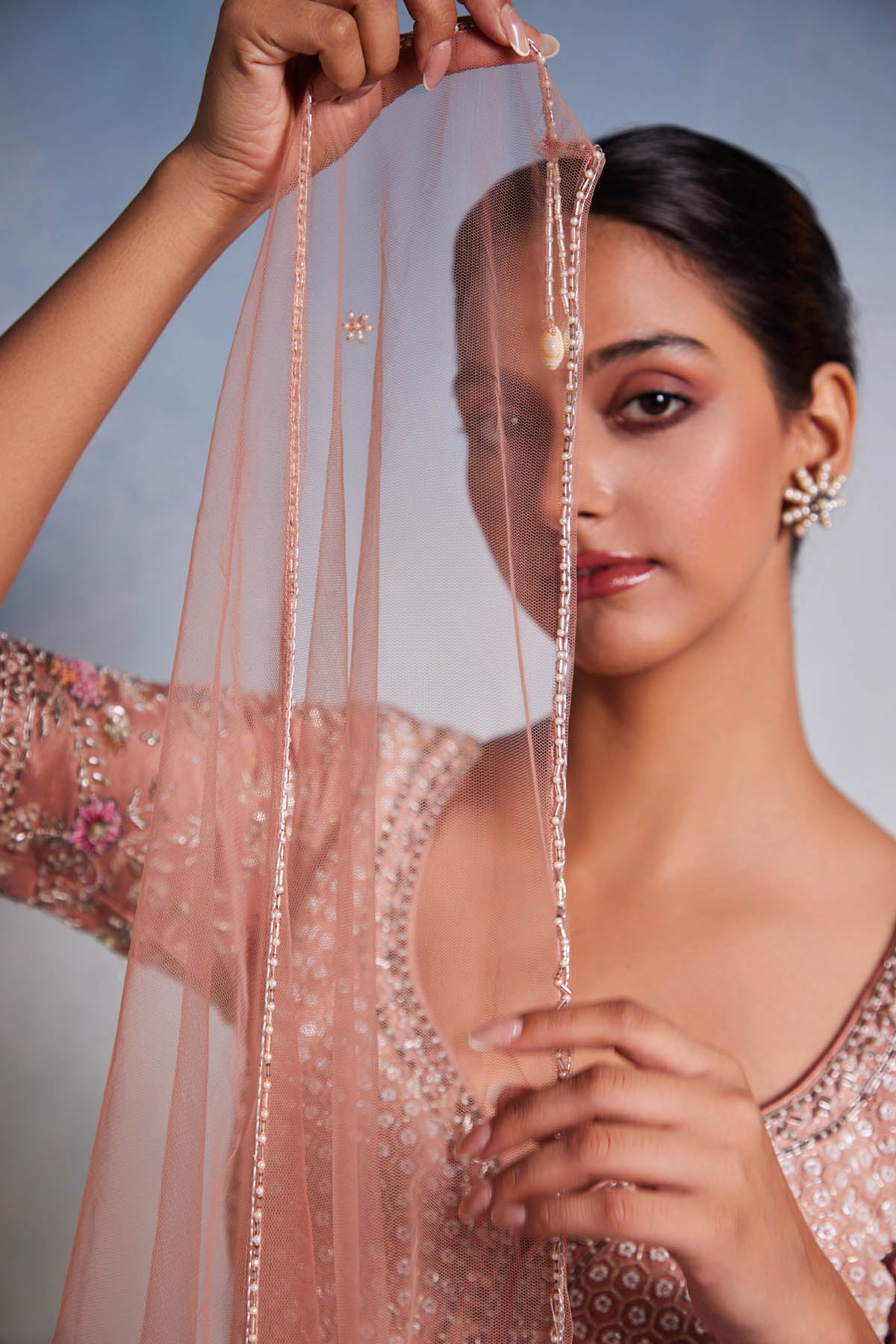 Rose Pink Organza Lehenga Set