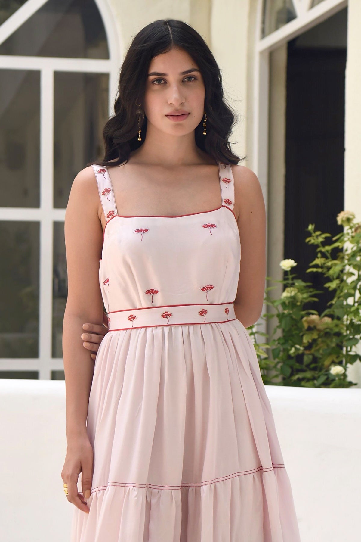 Rose Pink Strappy Tiered Dress