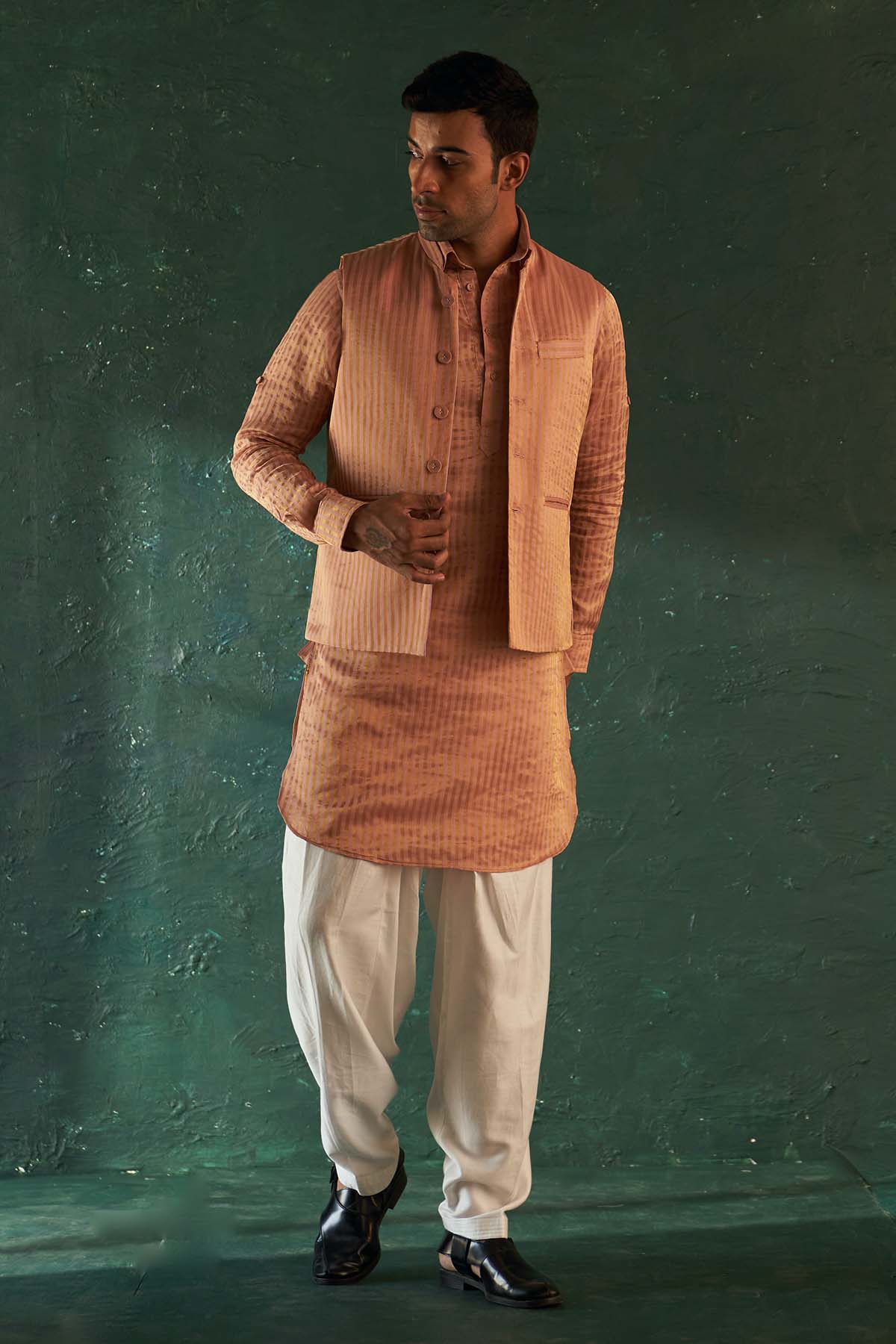 Buy Rose Pink Stripes Jacket Set Online