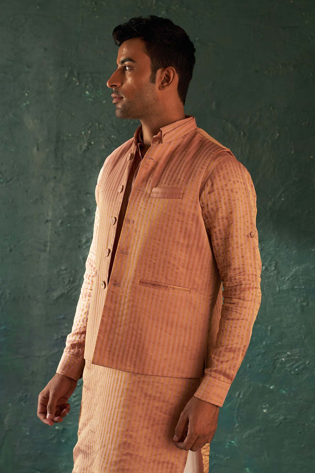 Rose Pink Stripes Jacket Set