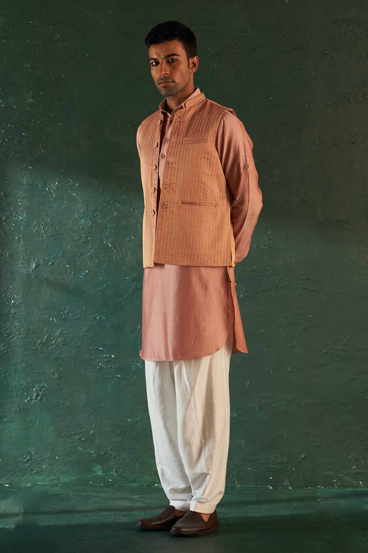 Rose Pink Stripes Jacket Set