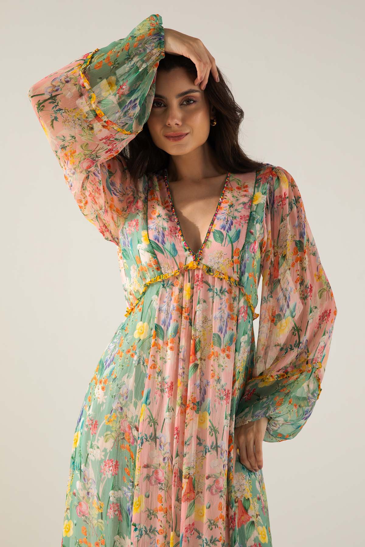 Rose & Sage V-Neck Midi Dress