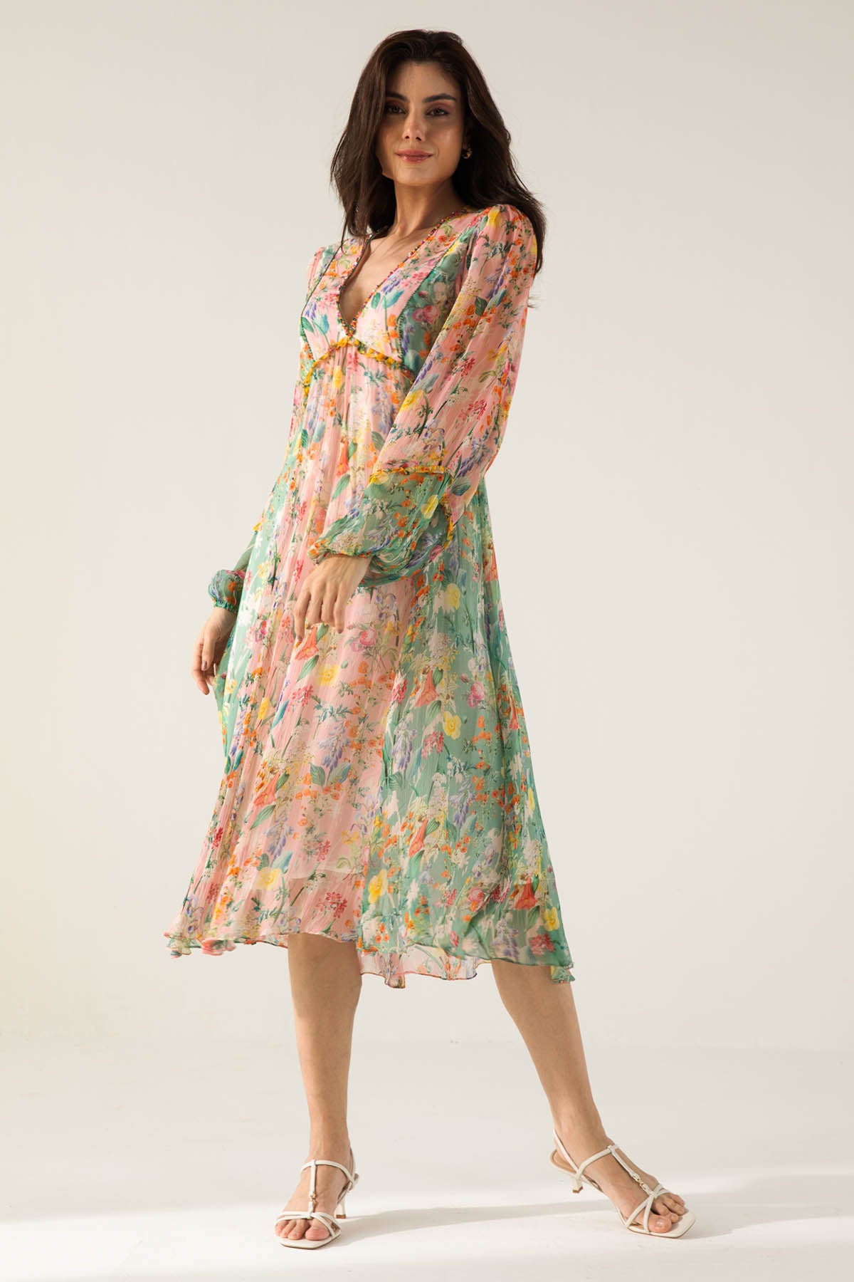 Rose & Sage V-Neck Midi Dress