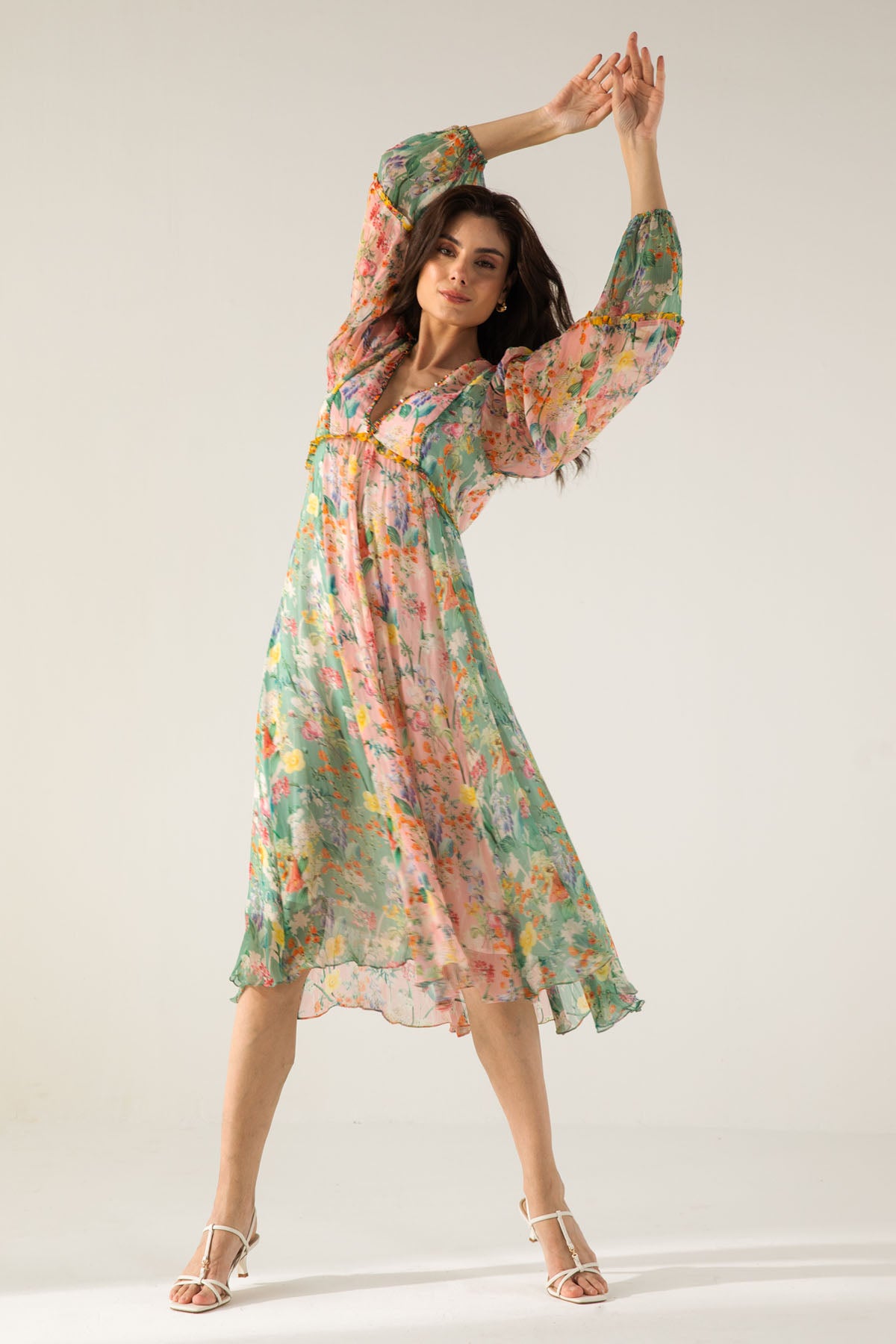 Rose & Sage V-Neck Midi Dress