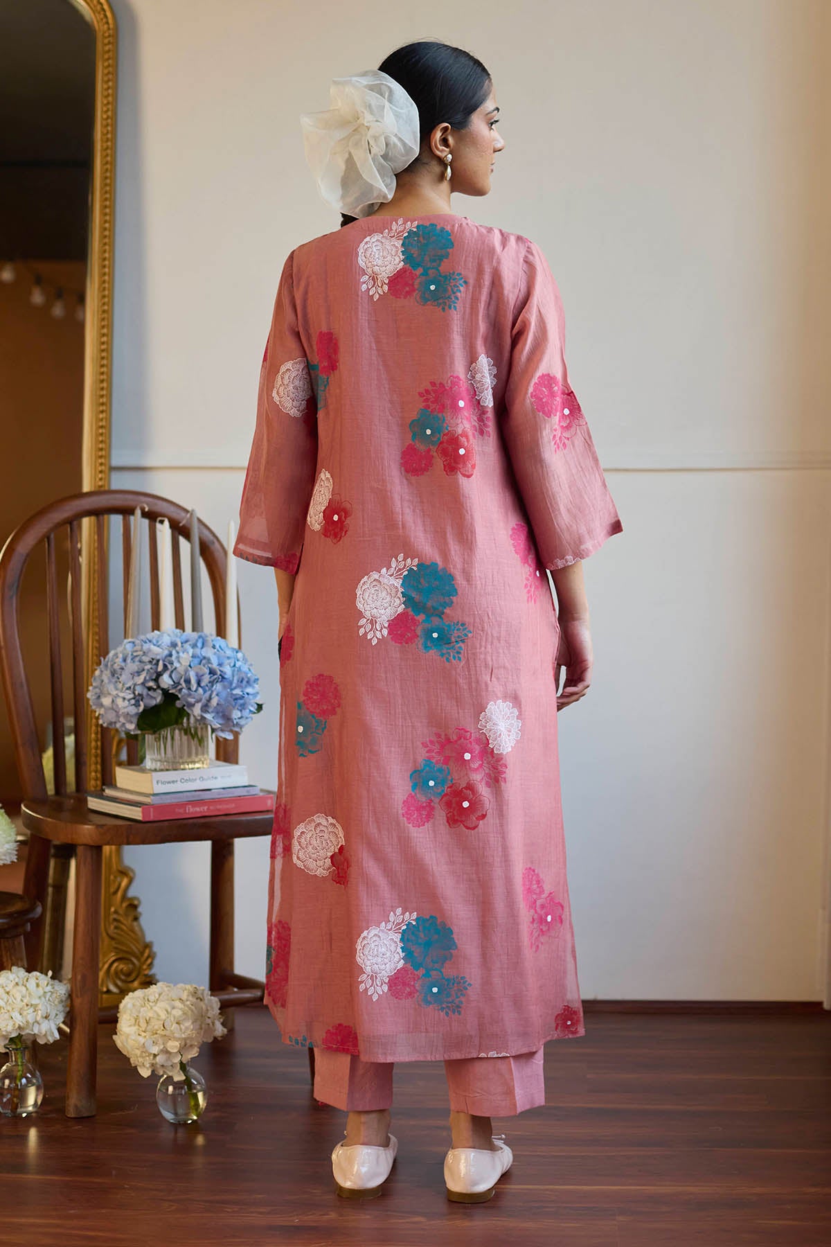 Rose Smocked Chanderi Kurta Set